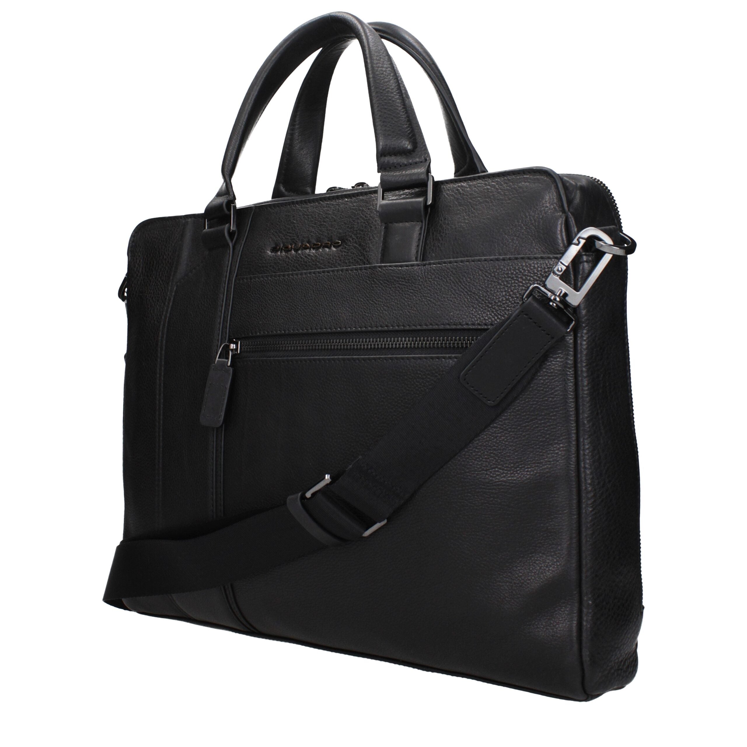 Black Leather Business And Laptop Bag