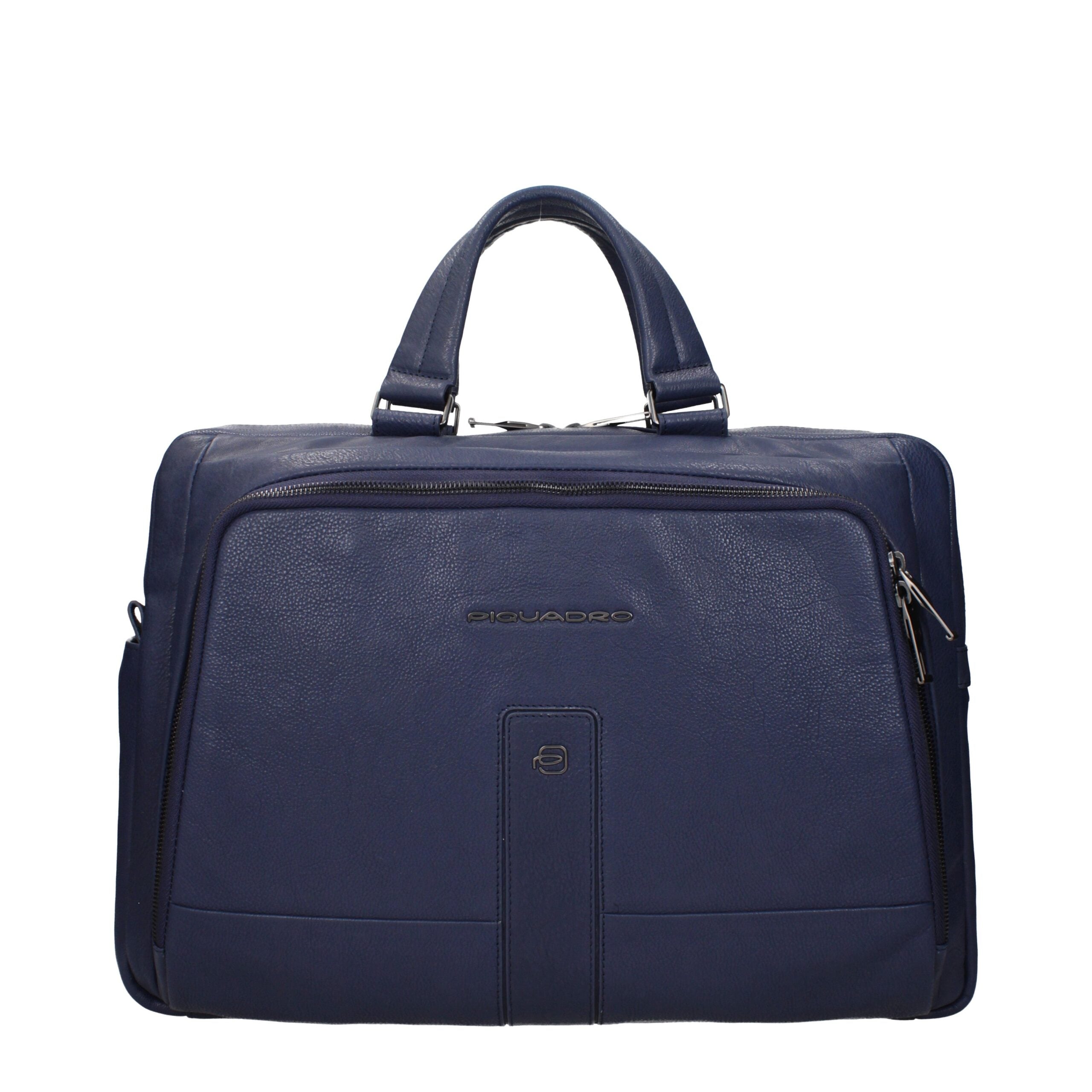 Blue Leather Business And Laptop Bag
