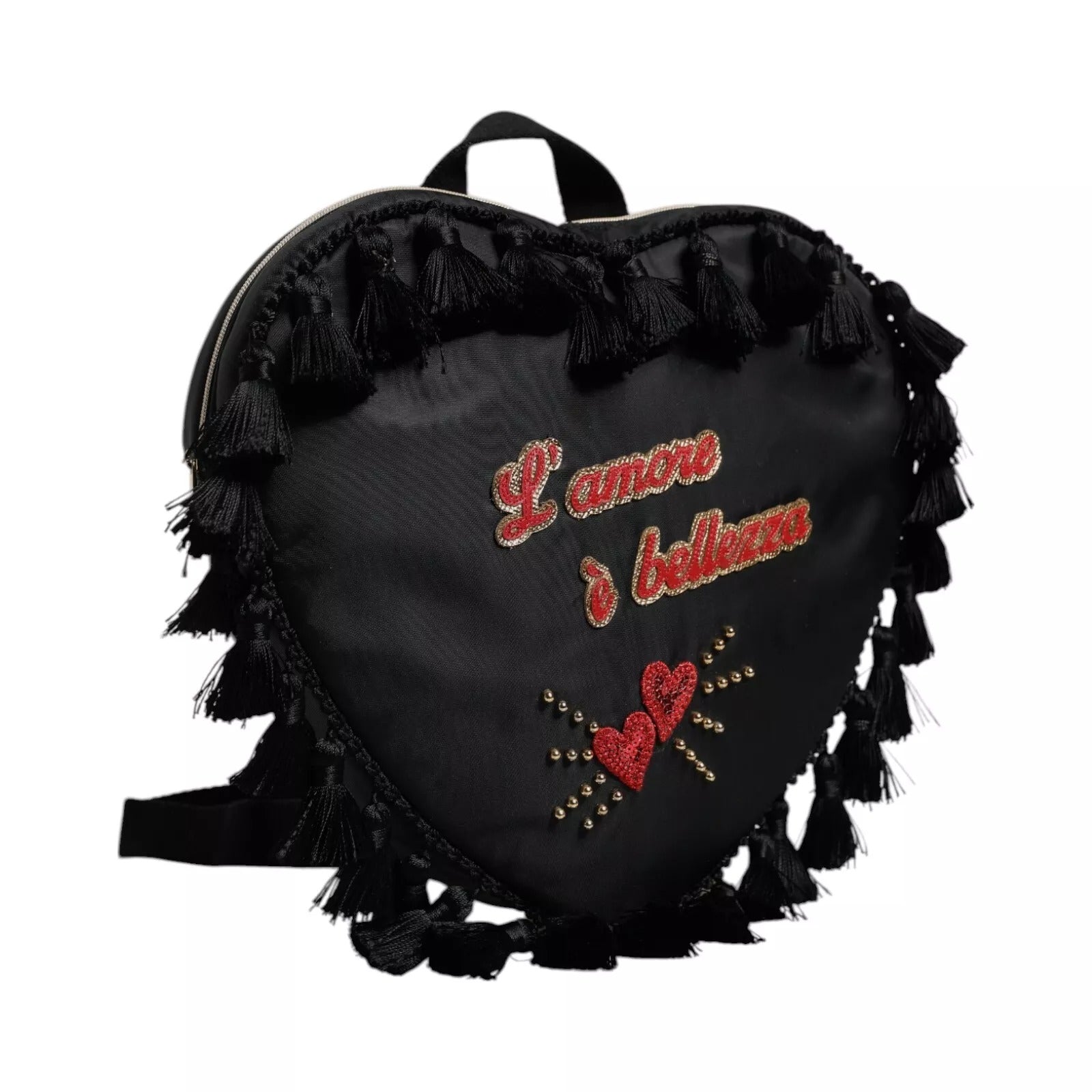 Black Heart L'Amore Patch Embellished Kids Backpack