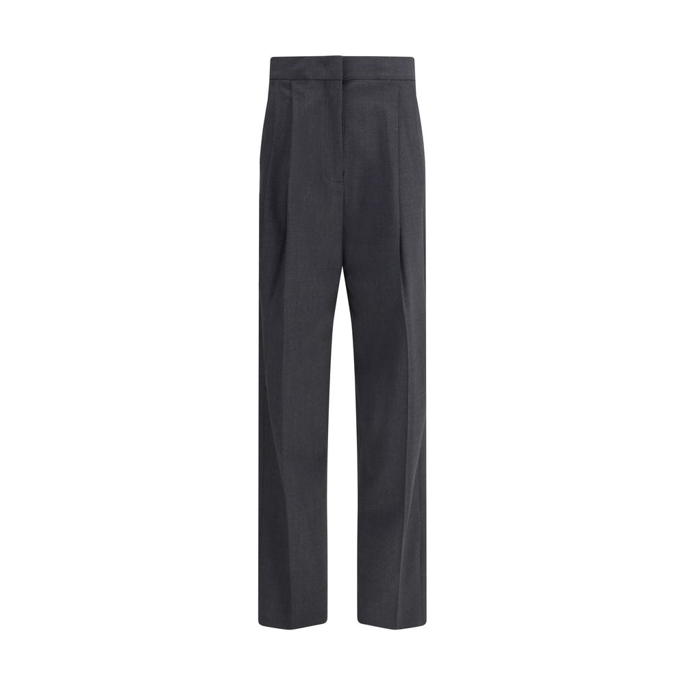 Gray Fleece Wool Casual Pants