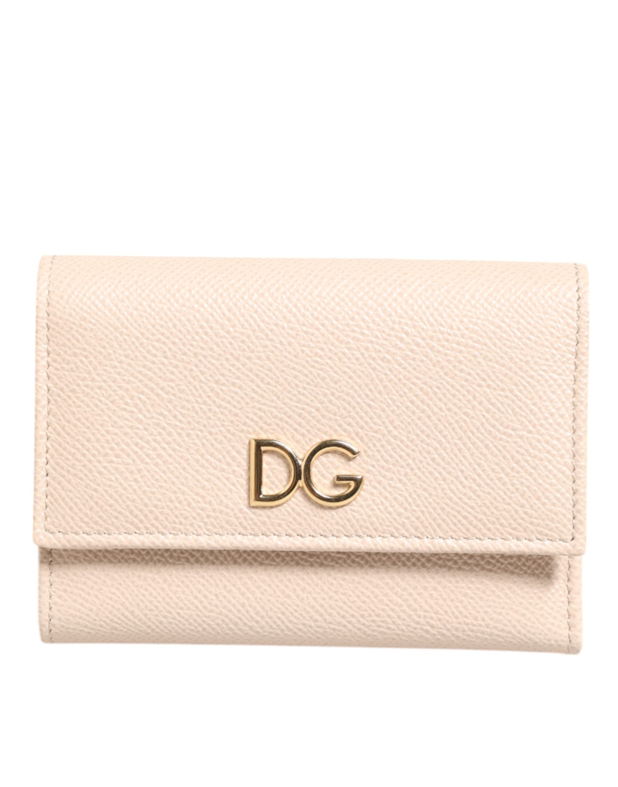 Light Pink Calf Leather DG Logo French Flap Wallet