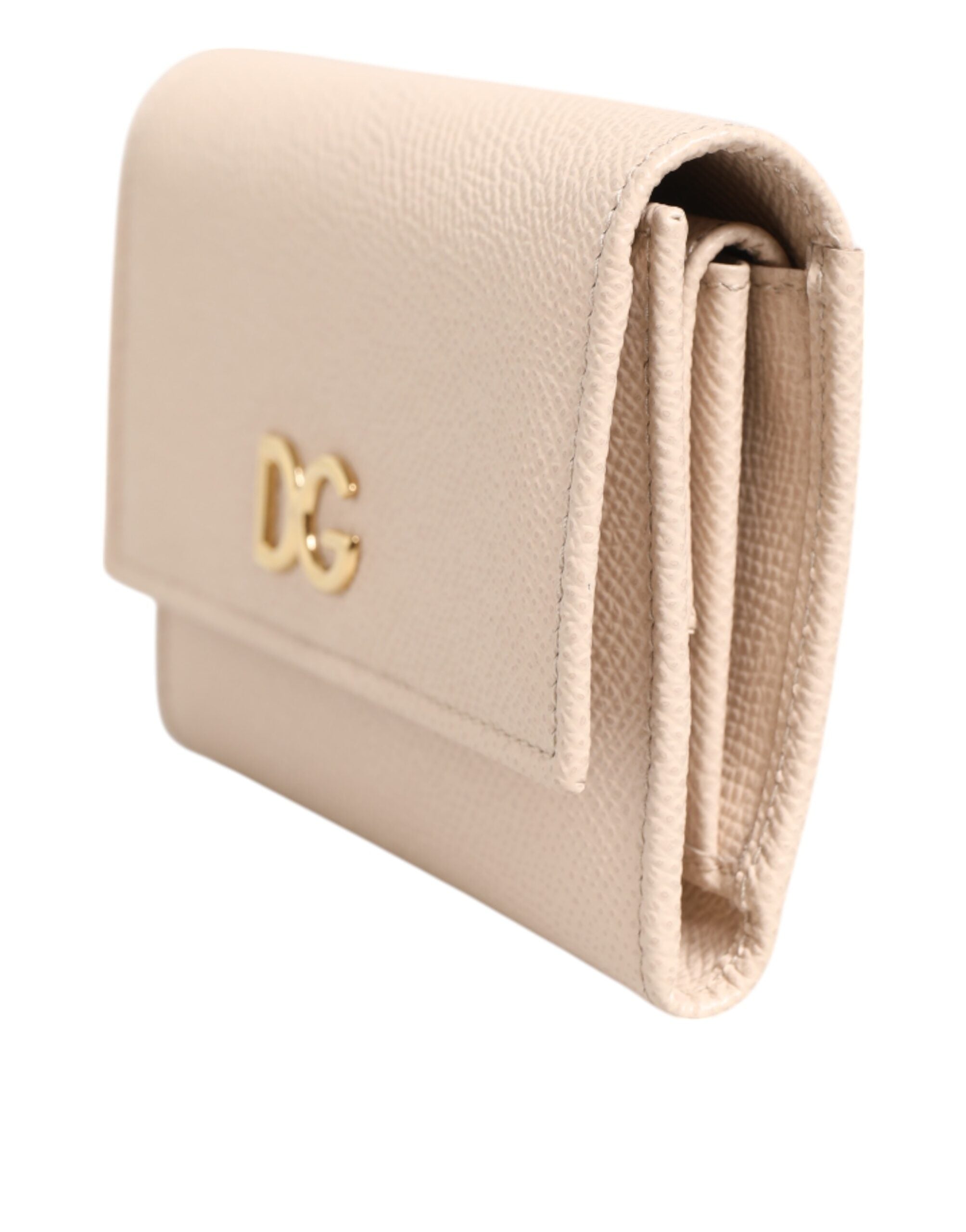 Light Pink Calf Leather DG Logo French Flap Wallet