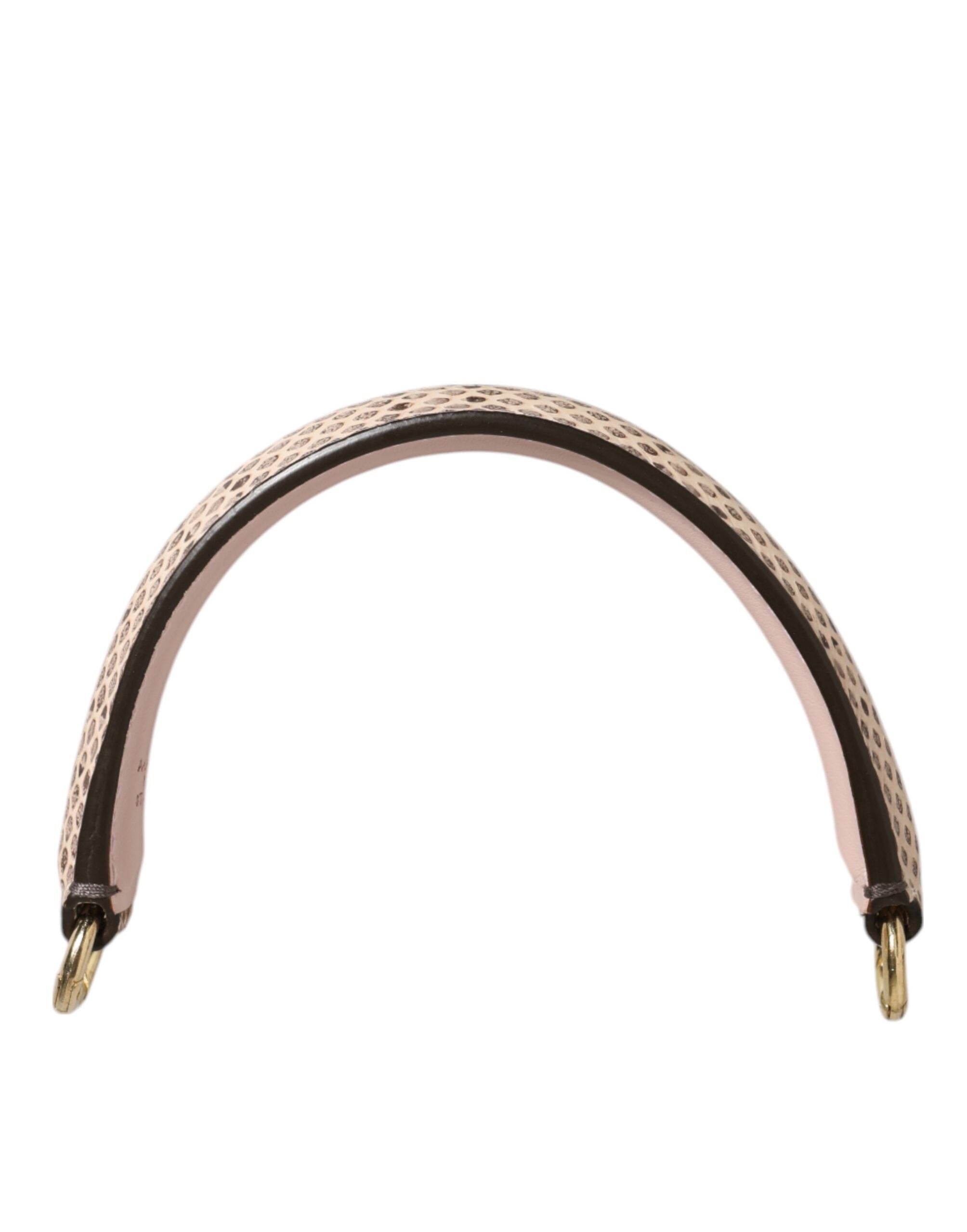 Beige Brown Snakeskin Leather Gold Ring Shoulder Strap