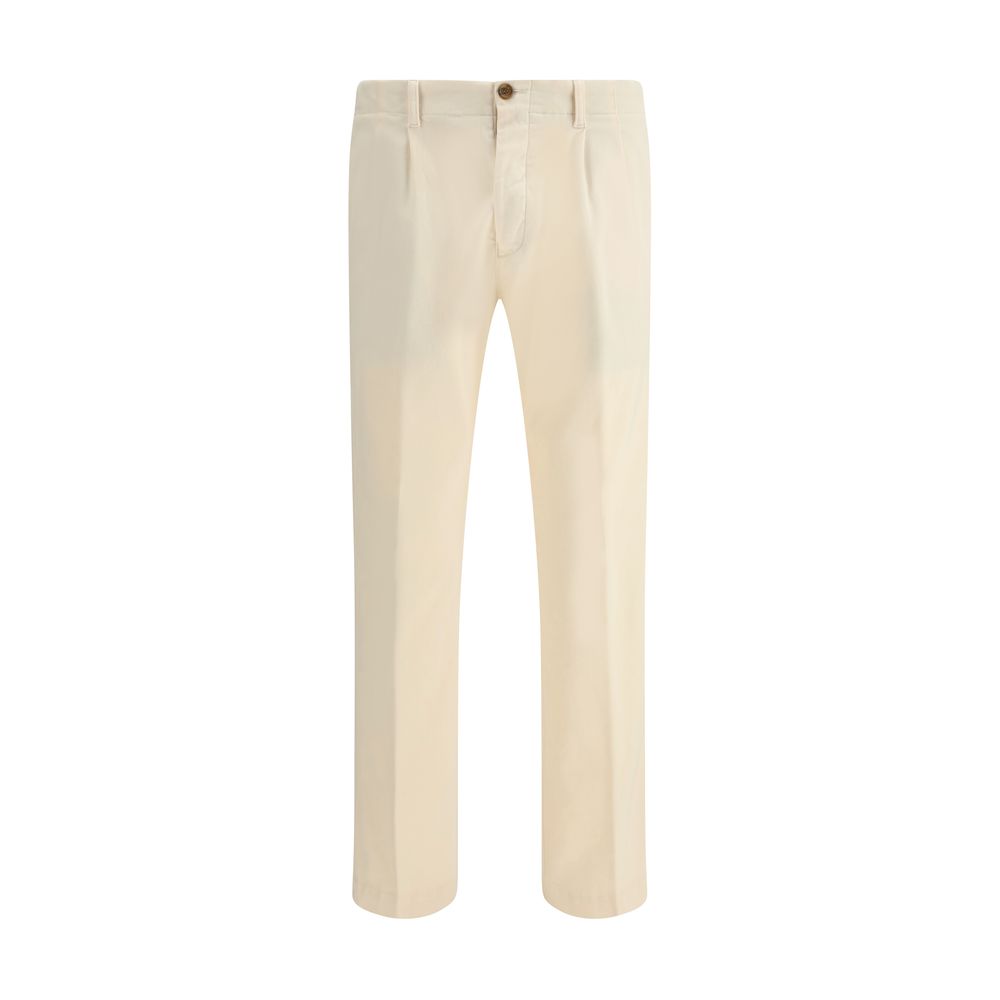 Cream Cotton Casual Pants