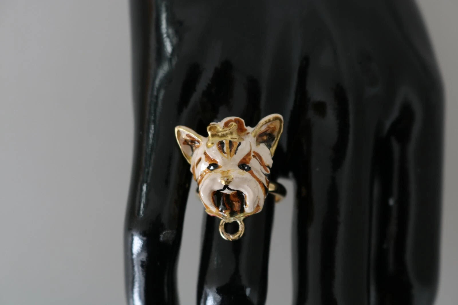 Gold Brass Resin Beige Dog Pet Accessory Ring