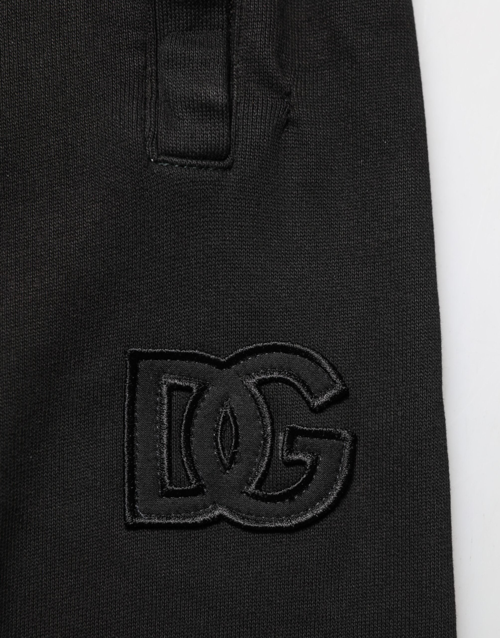 Black Cotton DG Logo Men Jogger Pants
