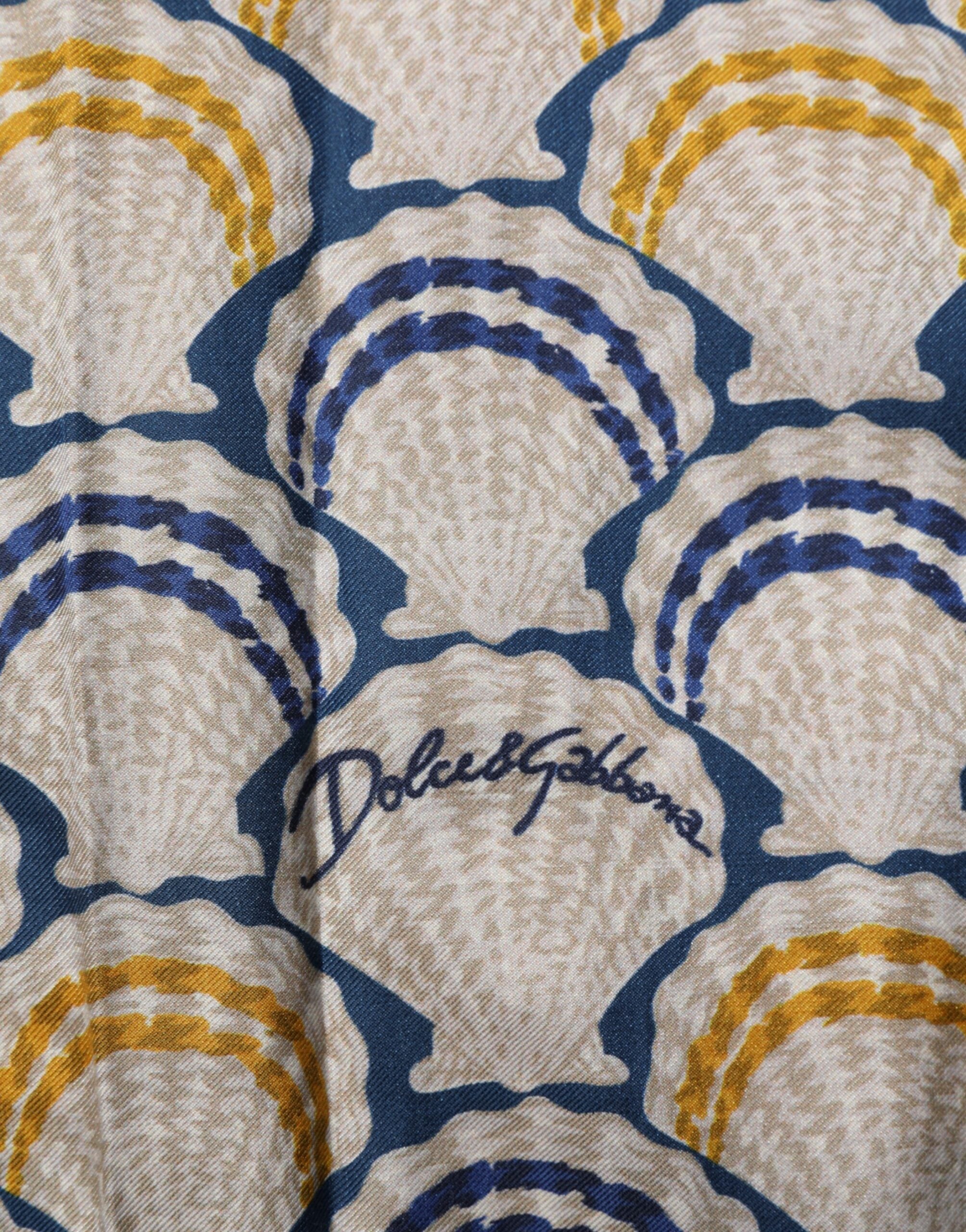 Cream Cotton Silk Hawaii Scallop Shell Print Shirt