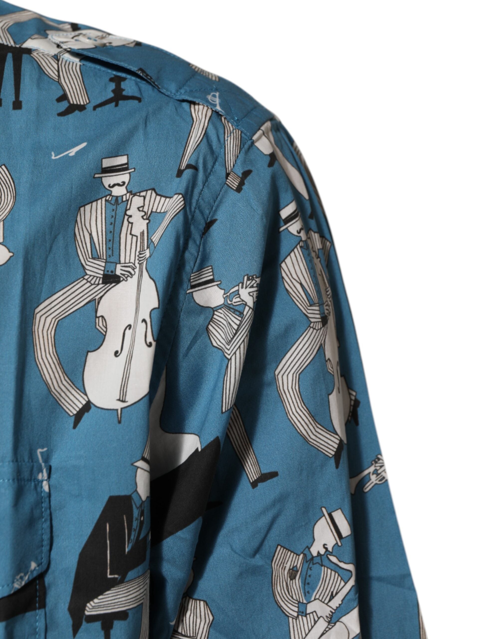 Blue Jazz Printed Cotton Button Front Shirt