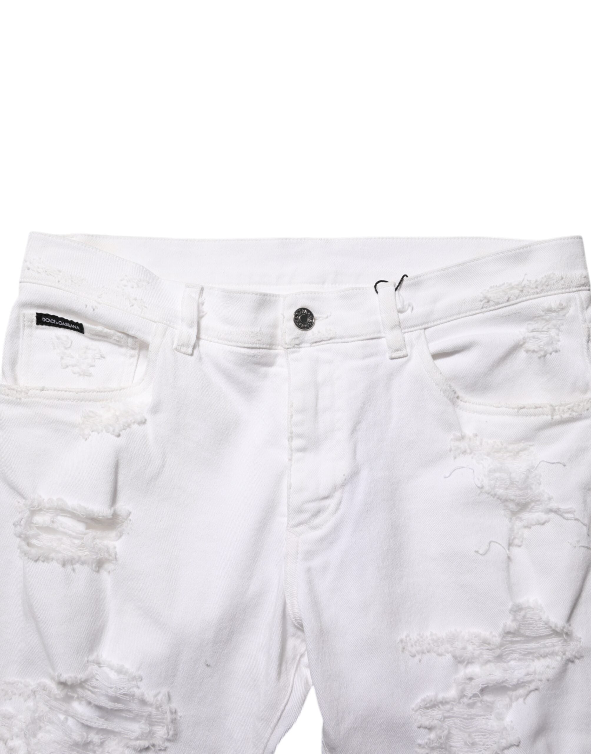 White Distressed Ripped Denim Trouser Jeans