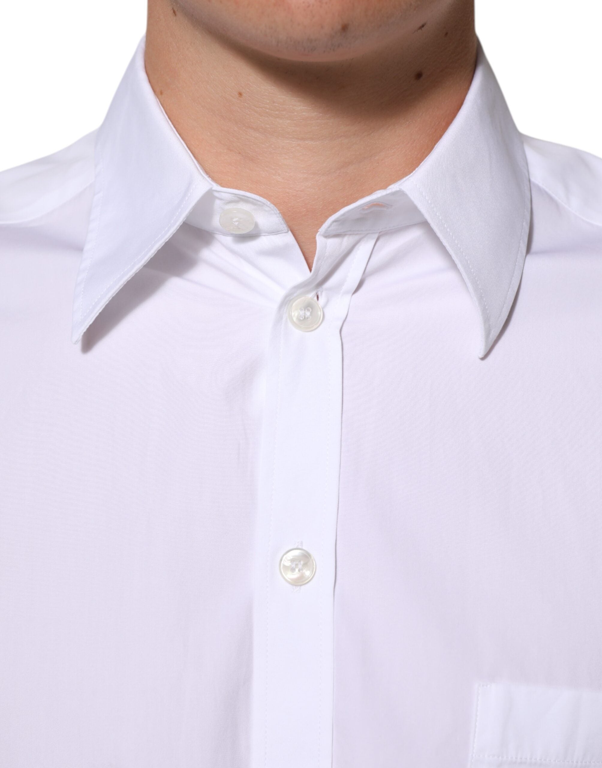 White Logo Plaque Collared Formal Dress Shirt