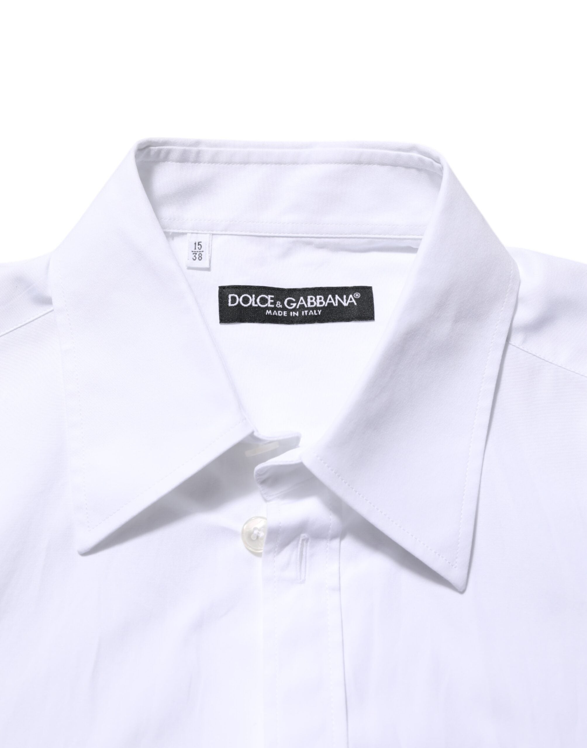 White Logo Plaque Collared Formal Dress Shirt