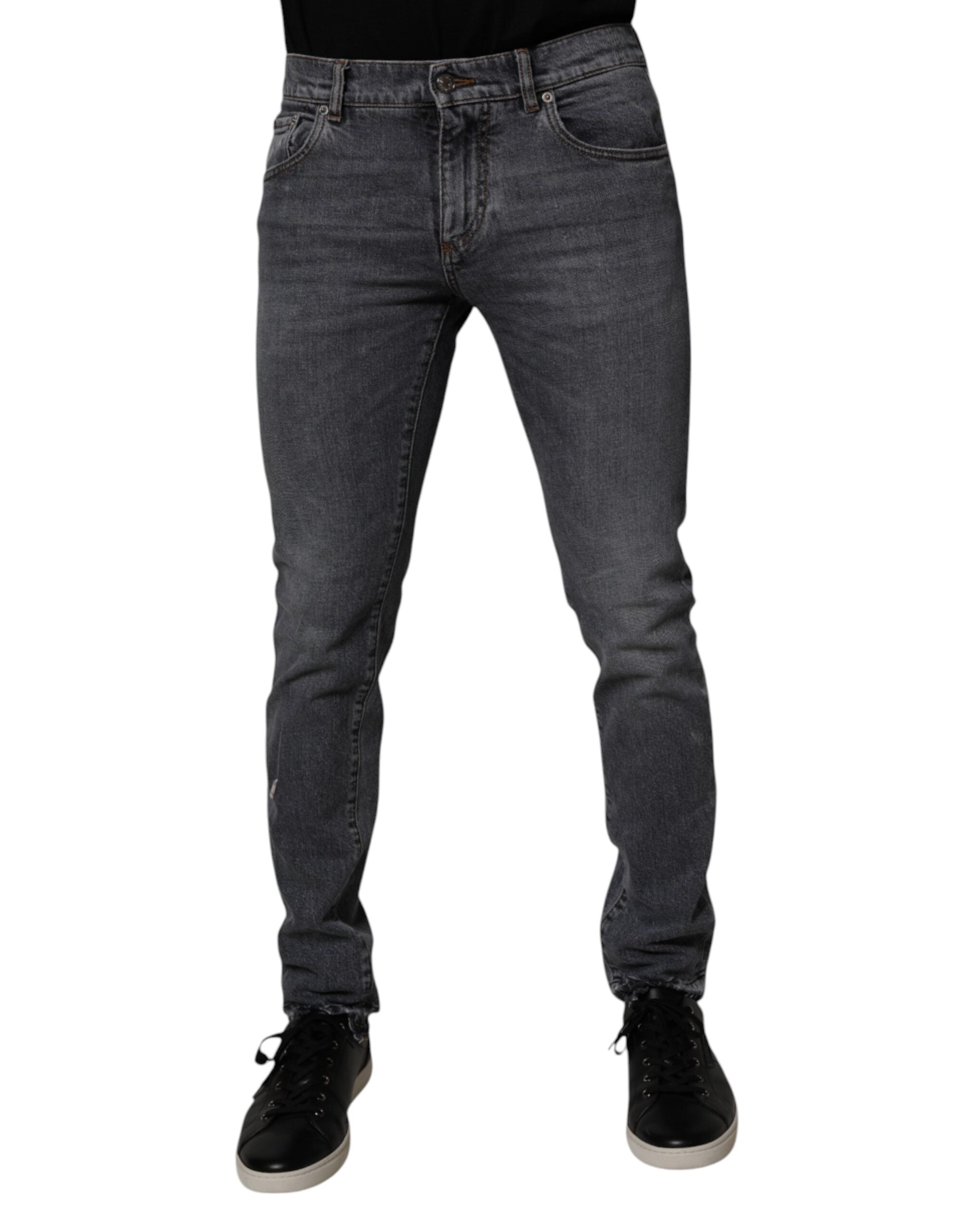 Dark Gray Cotton Stretch Skinny Denim Jeans