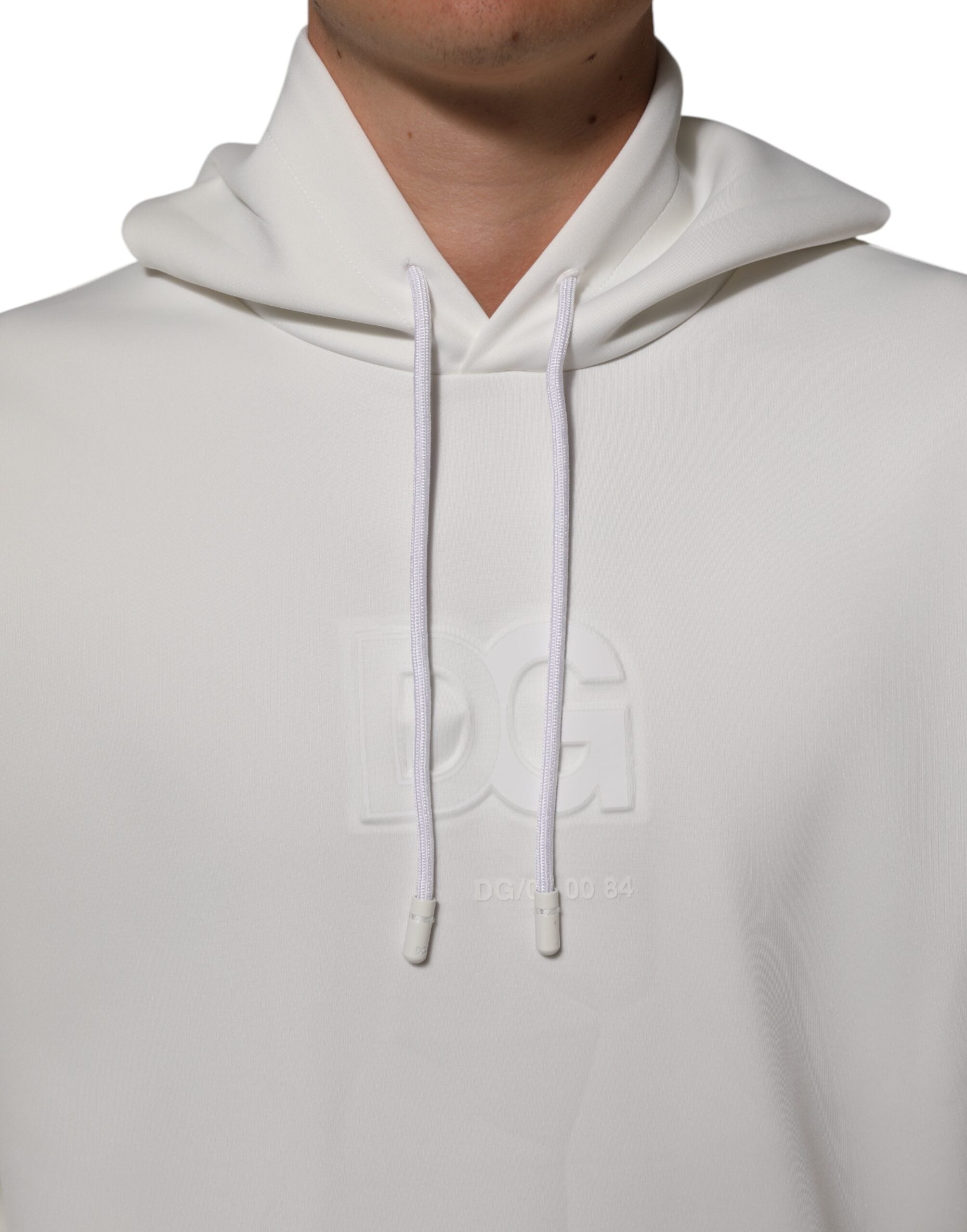 White Logo Hooded Men Sweatshirt Sweater