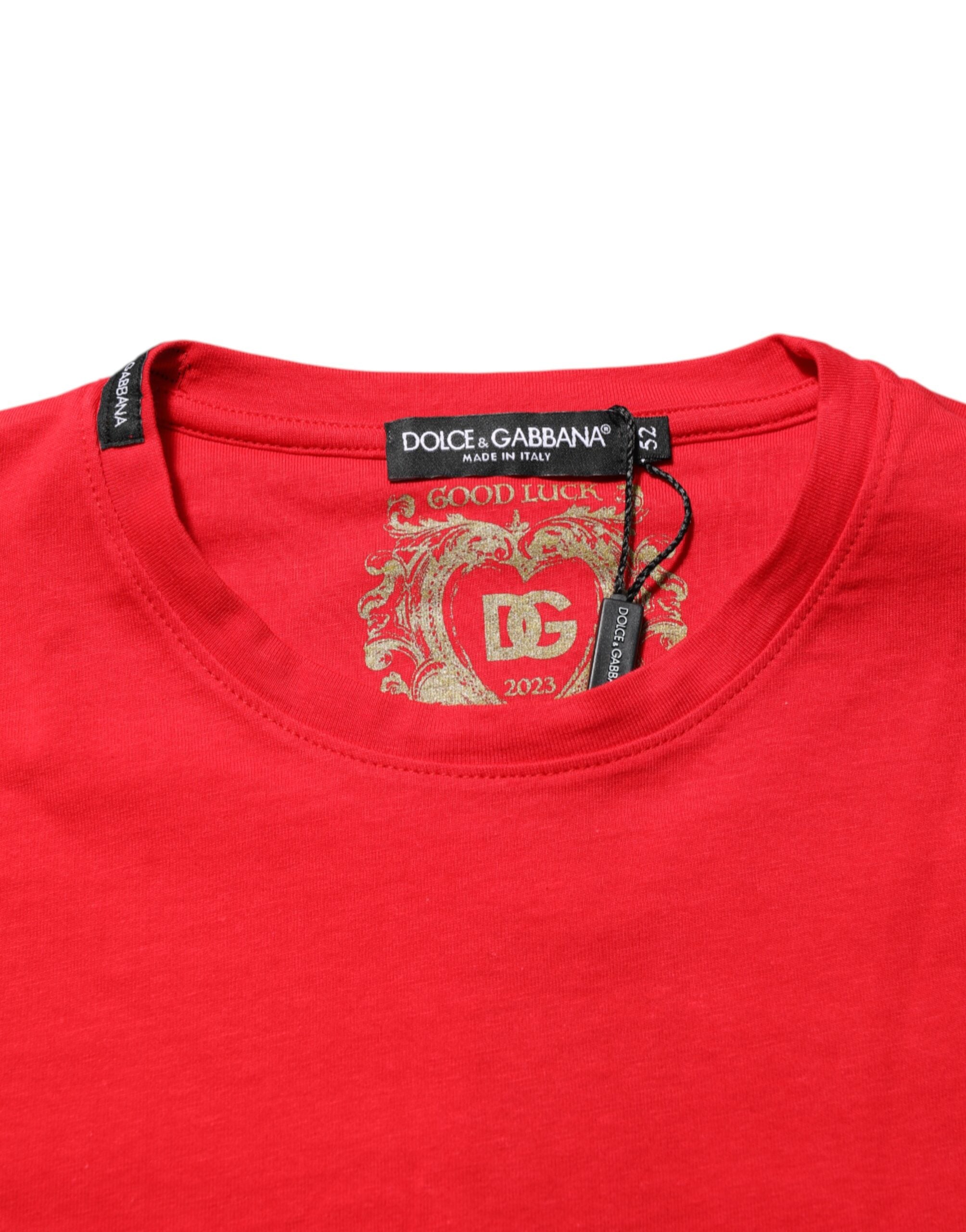 Red Goodluck 2023 Cotton Crew Neck T-shirt