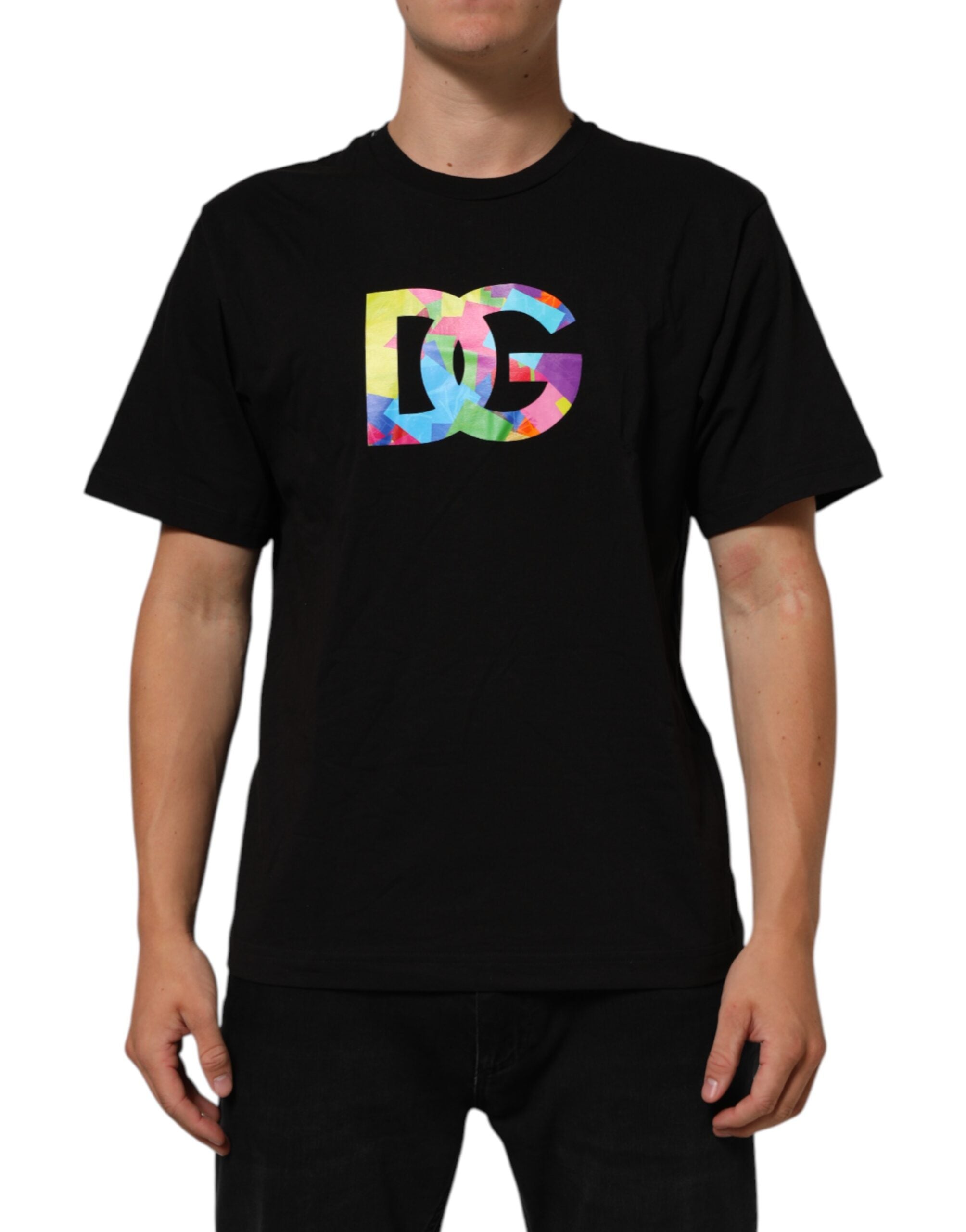 Black Logo Print Cotton Crew Neck T-shirt