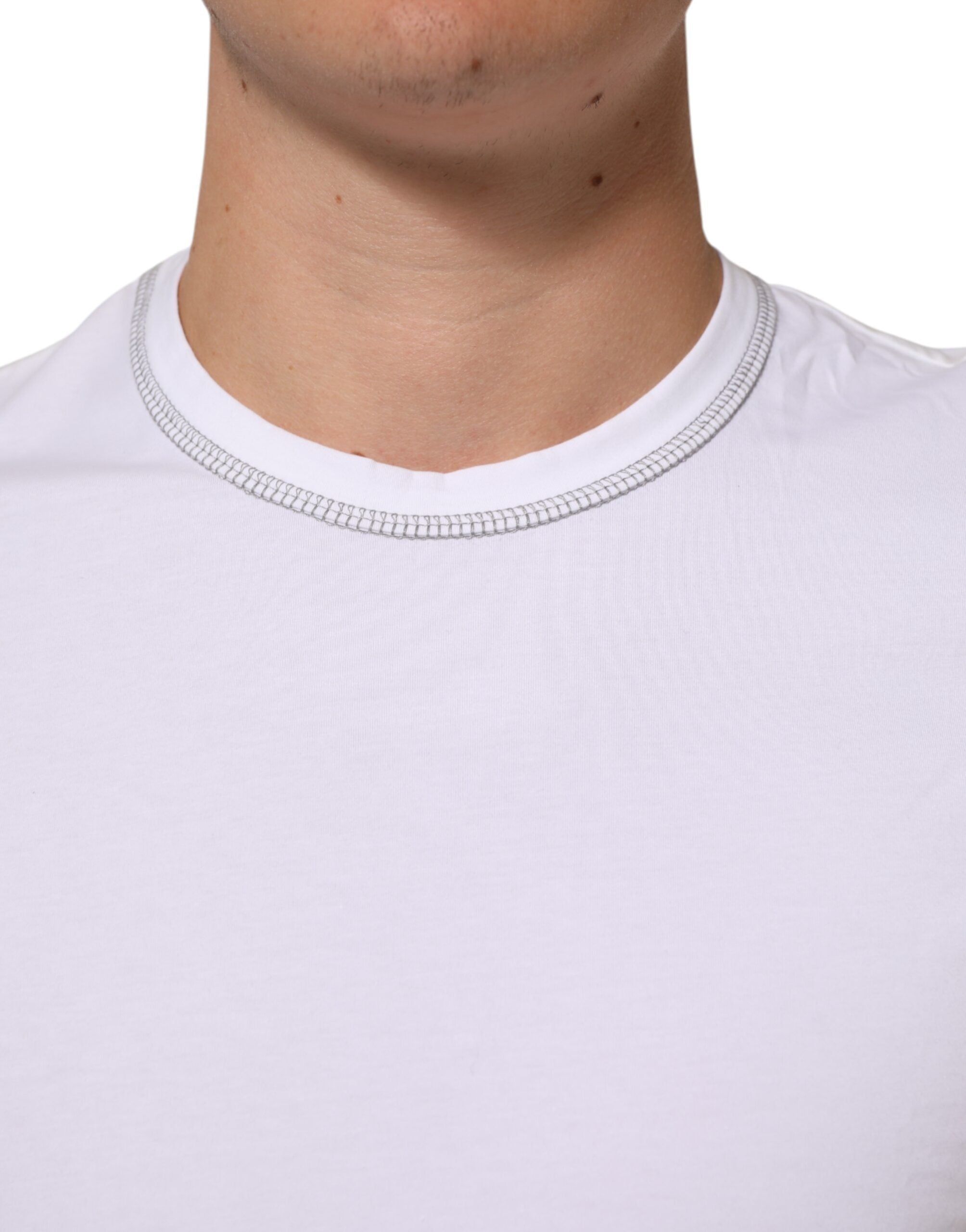 White Cotton Round Neck Men Underwear T-shirt
