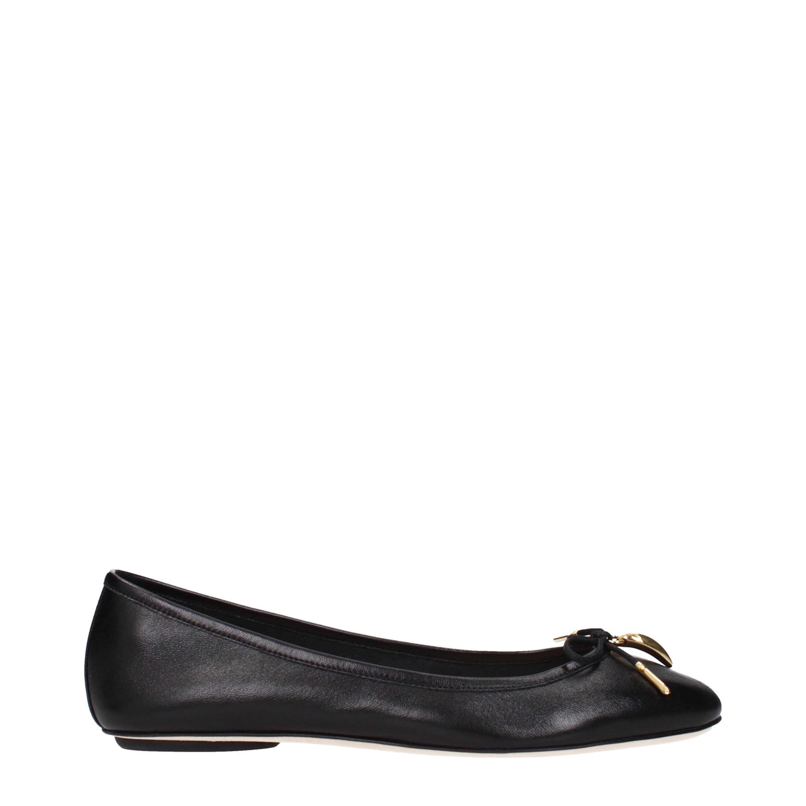 Black Leather Ballet Flats