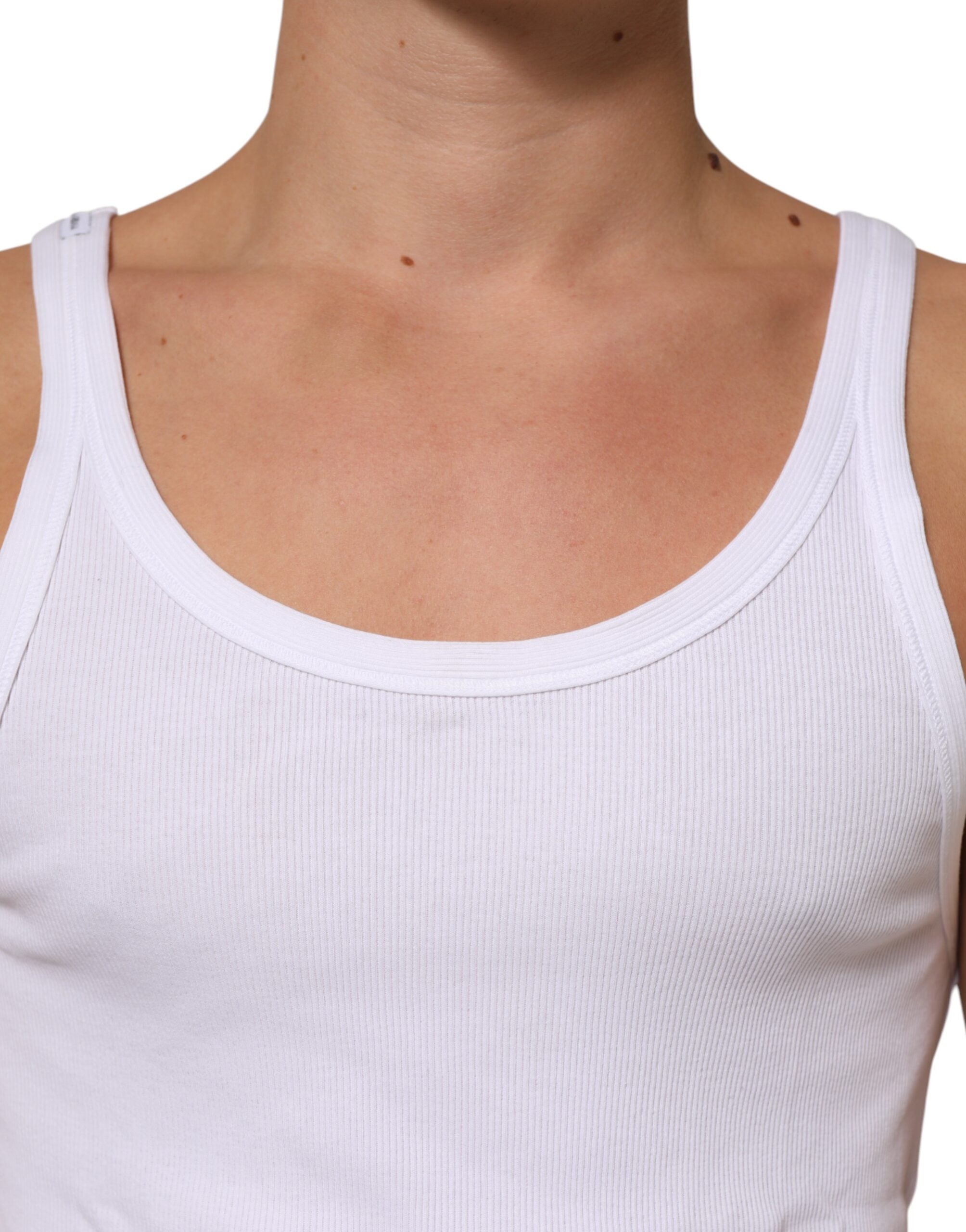 White Sleeveless Round Neck Tank Top T-shirt