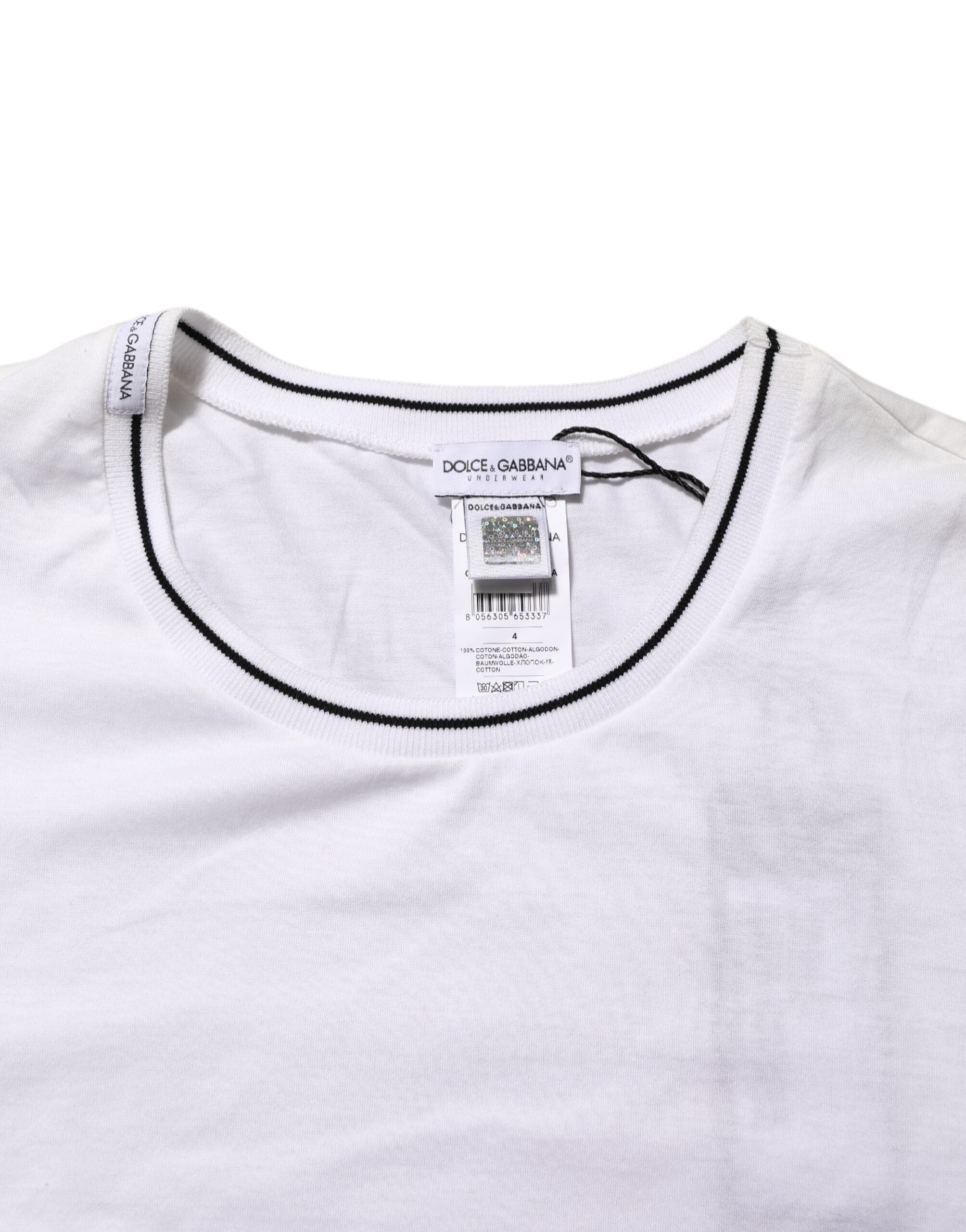 White Short Sleeves Round Neck Men Underwear T-shirt