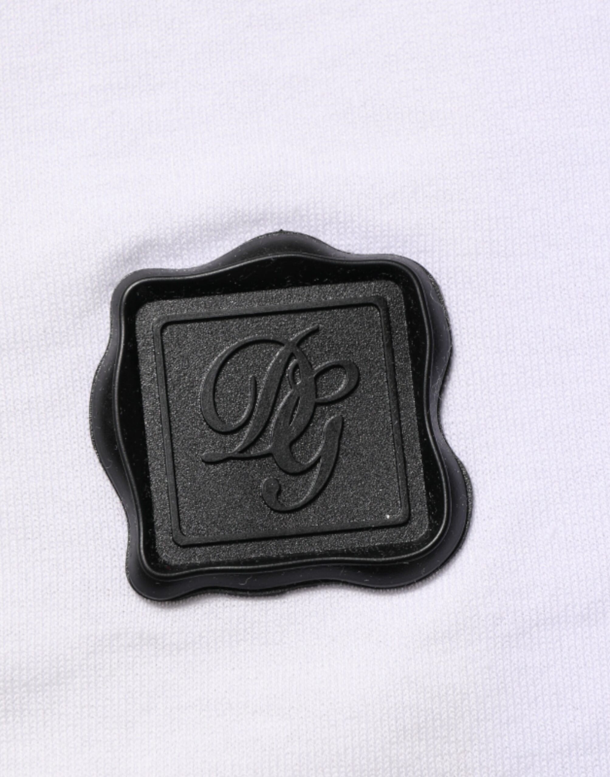 White Cotton Logo Patch V-neck Tee T-shirt