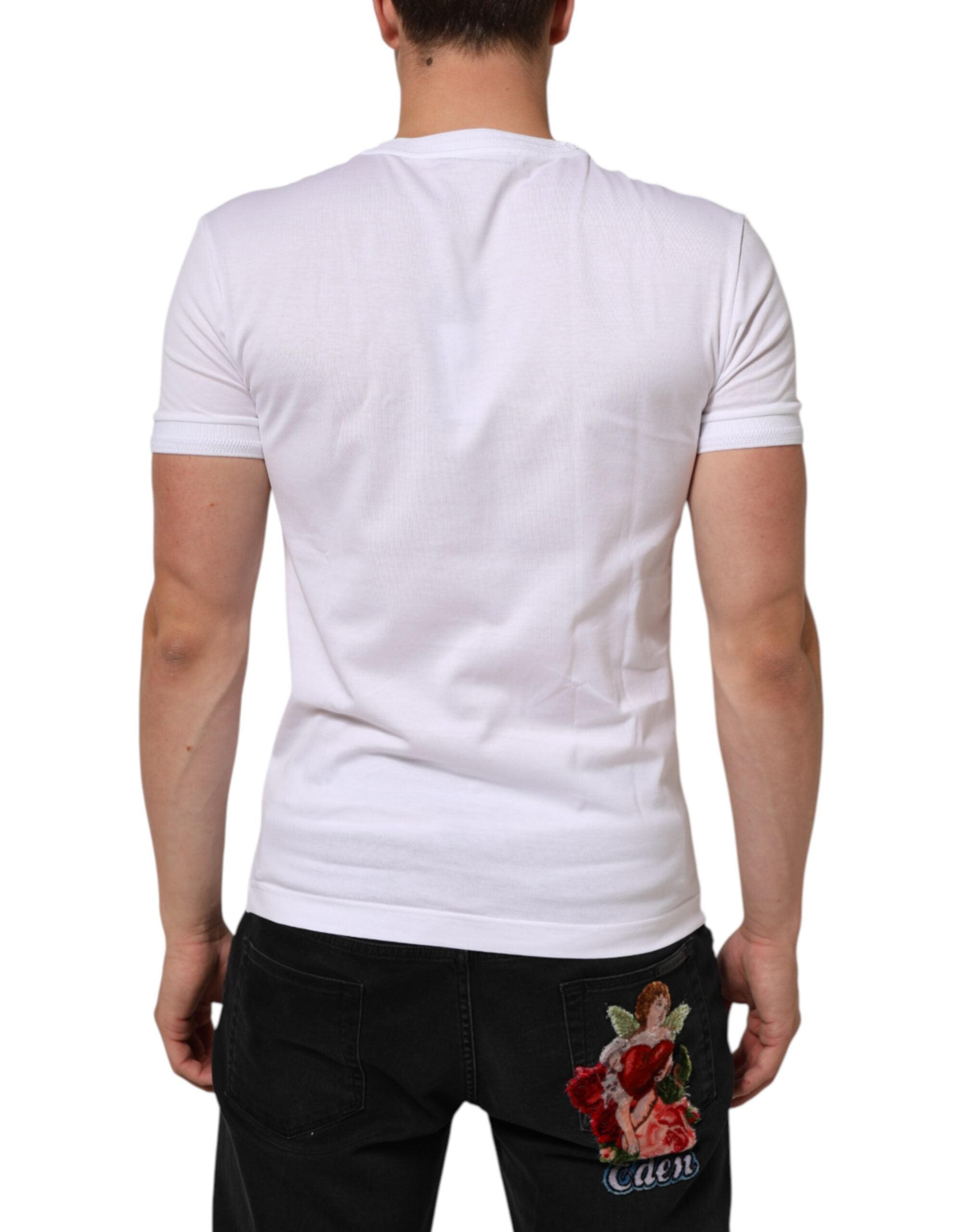 White Cotton Logo Patch Crew Neck T-shirt