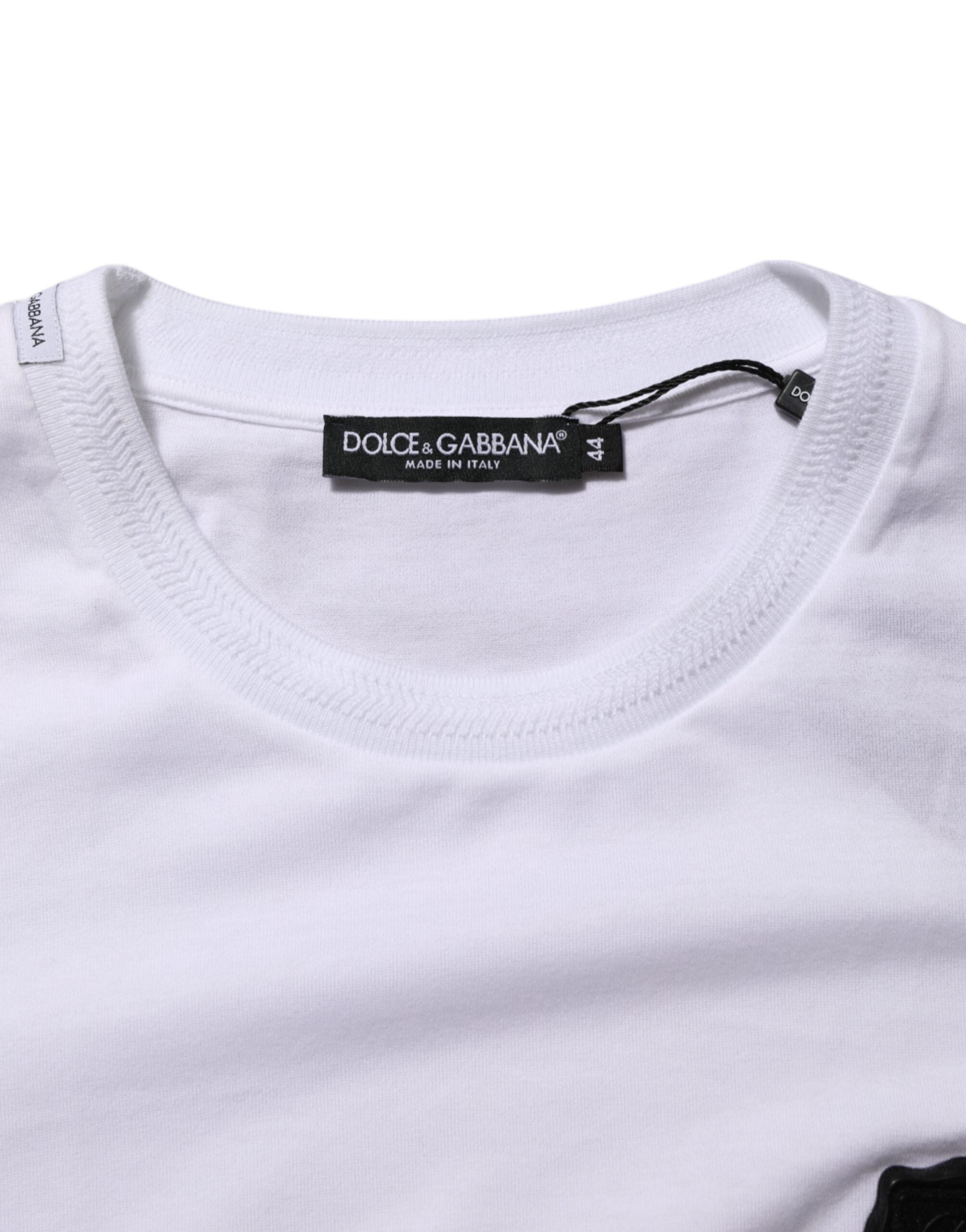 White Cotton Logo Patch Crew Neck T-shirt