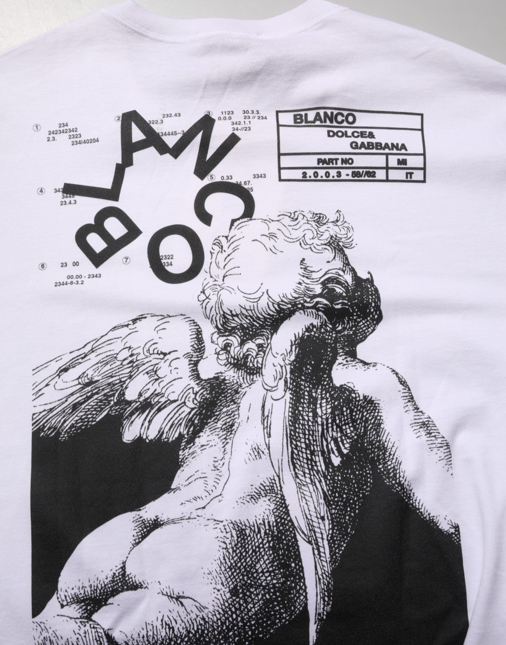 White Angel Print Cotton Men Crew Neck T-shirt