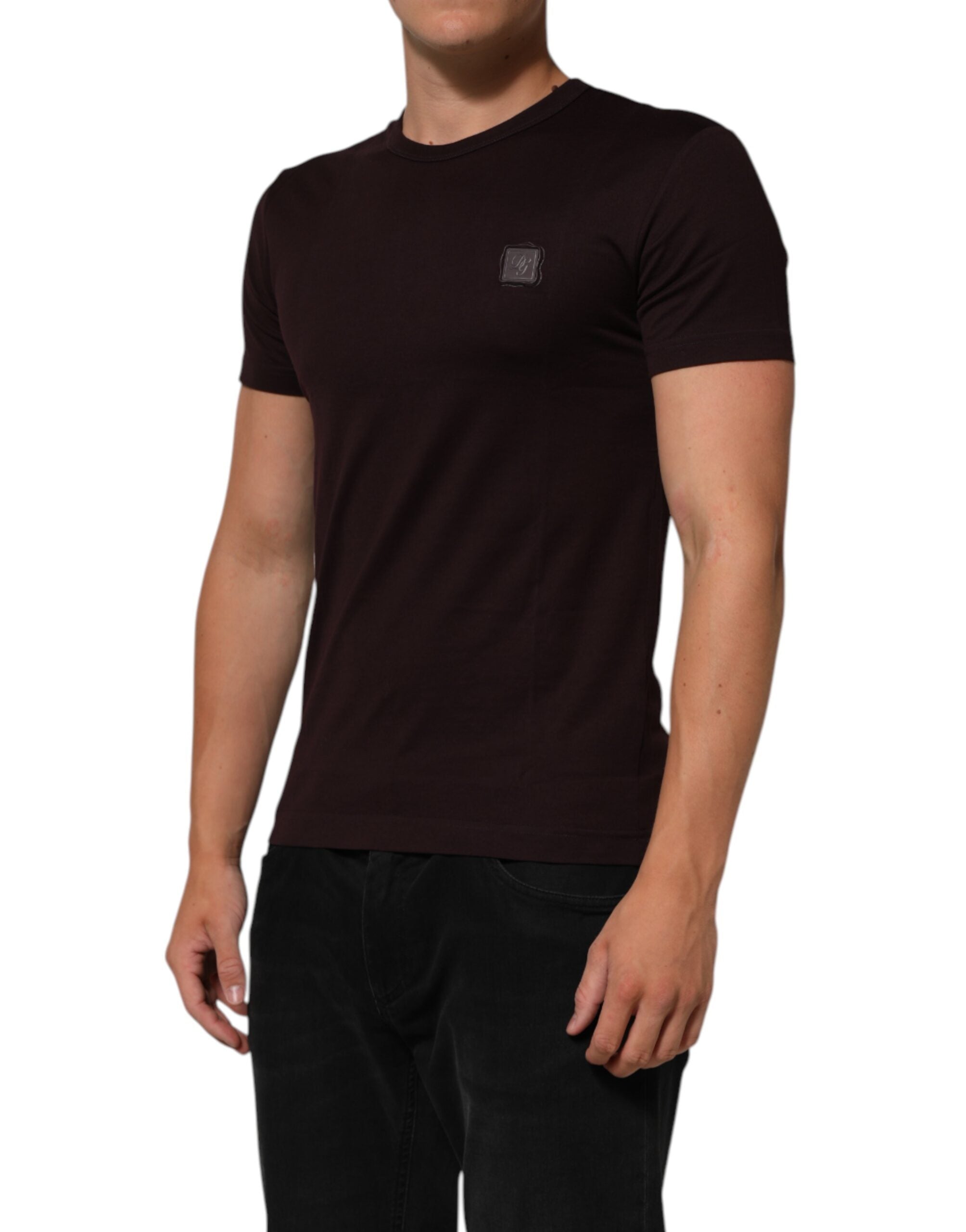 Brown Logo Plaque Cotton Crew Neck T-shirt