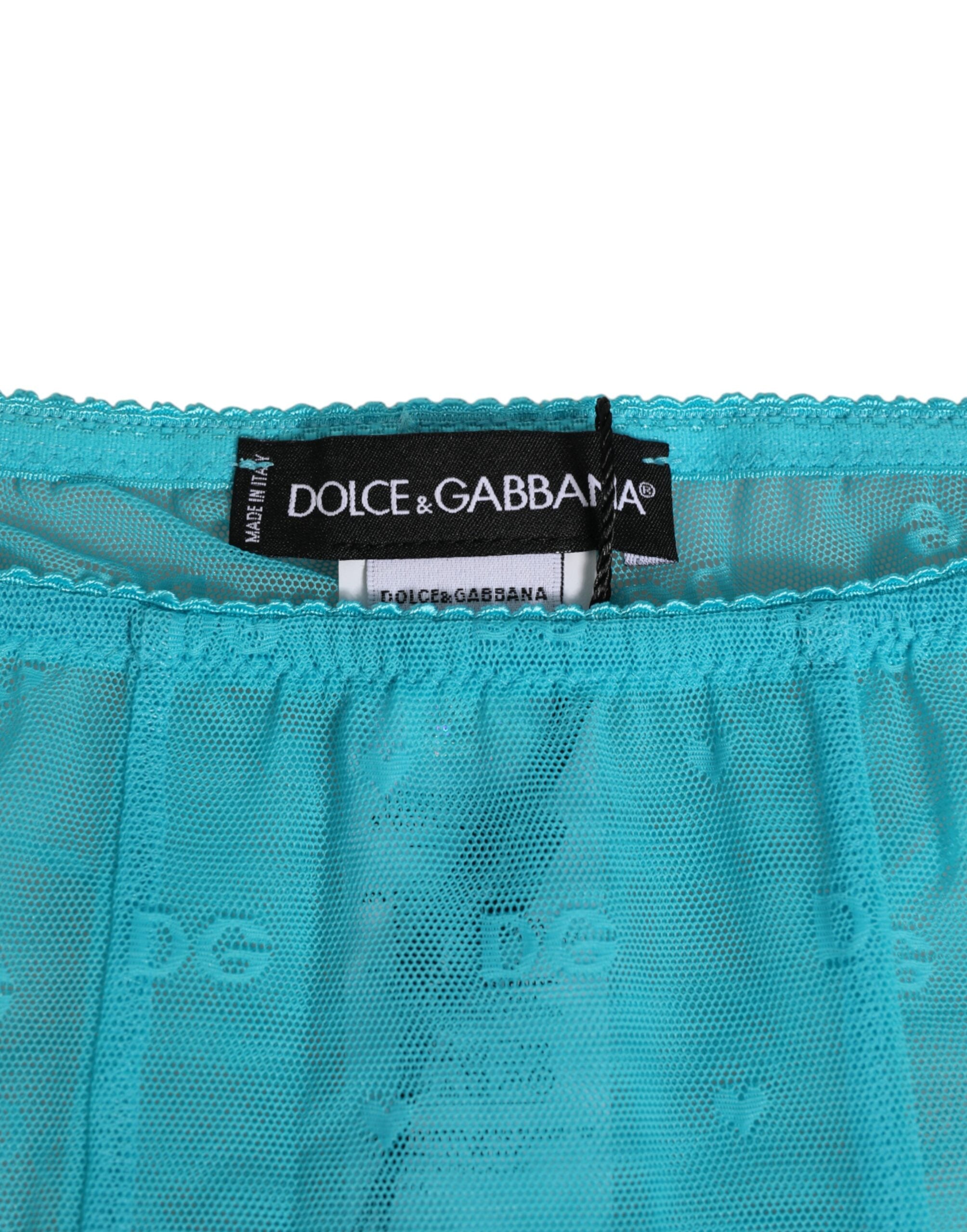 Light Blue Logo Lace Tight Midi Trouser Underwear