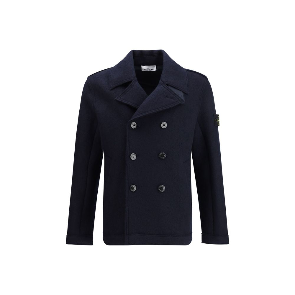Blue Fleece Wool Coat