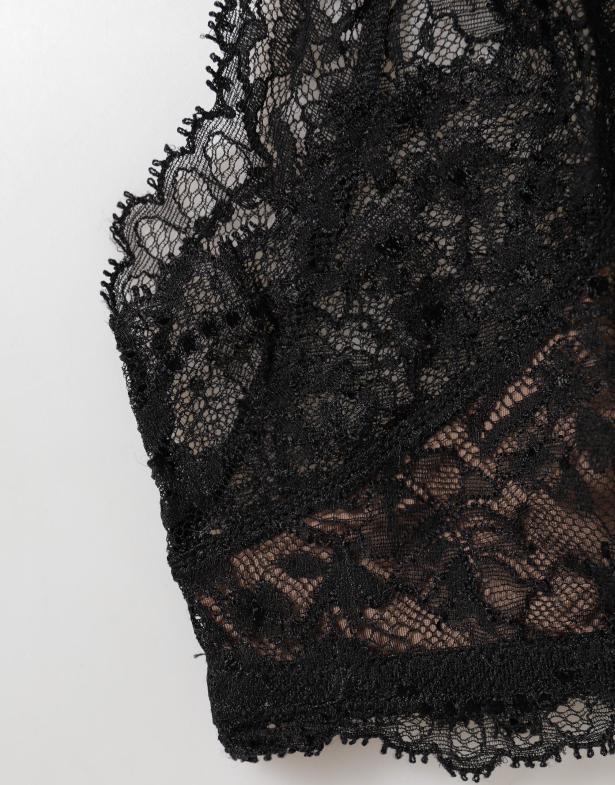 Black Floral Lace Mesh High Brief Panty Underwear