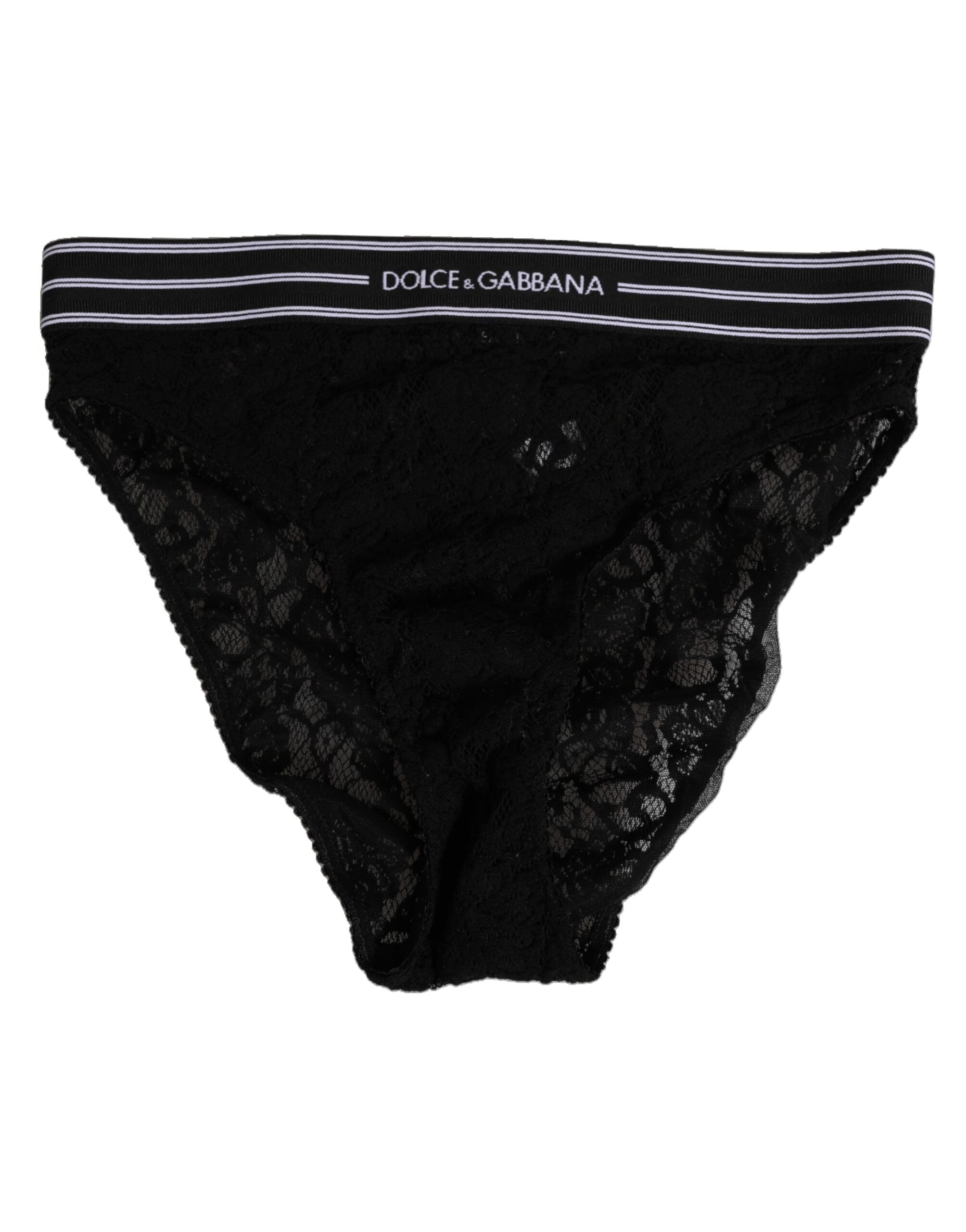 Black Lace Slip Brief Logo Waistband Underwear