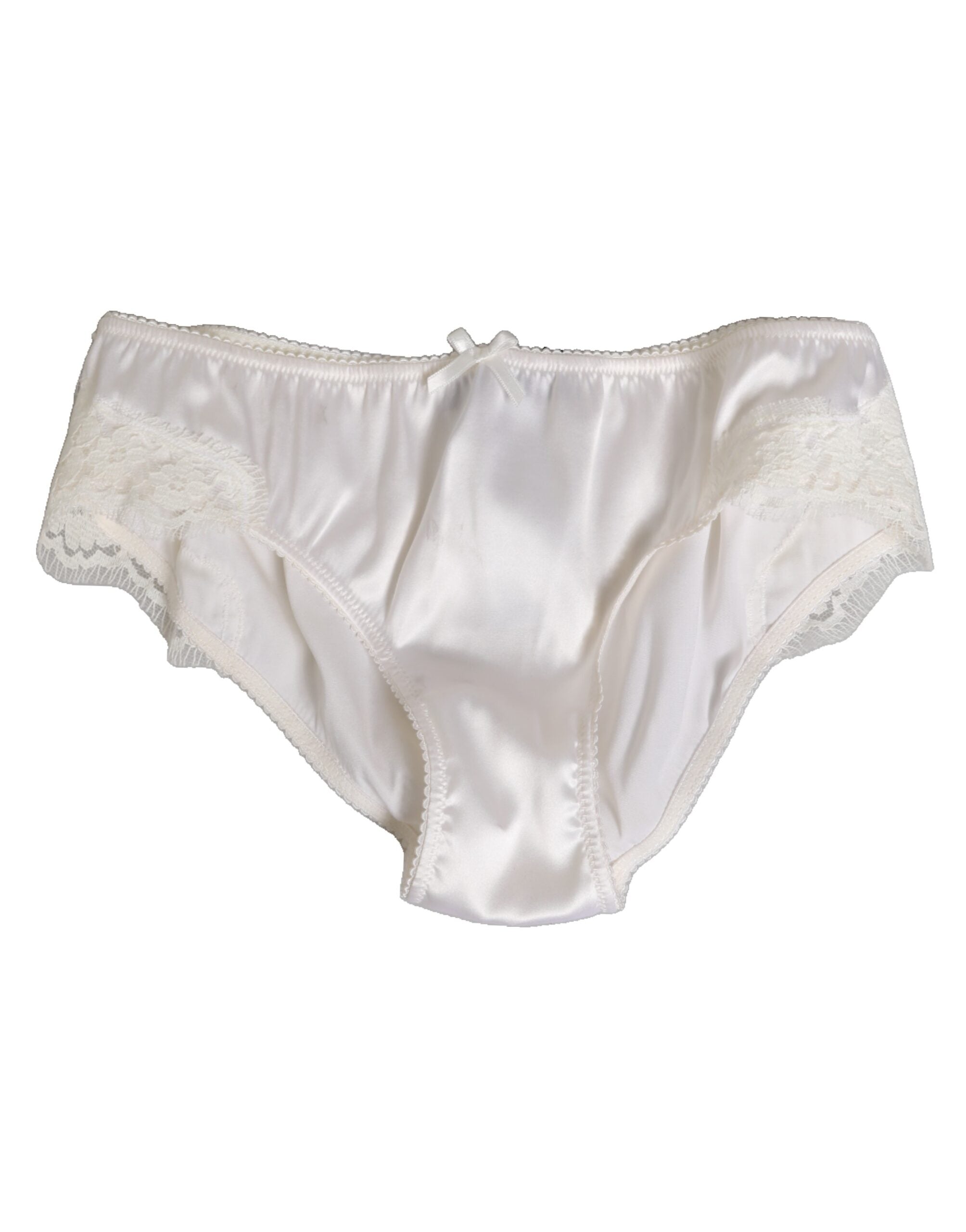 White Silk Satin Floral Lace Panty Brief Underwear