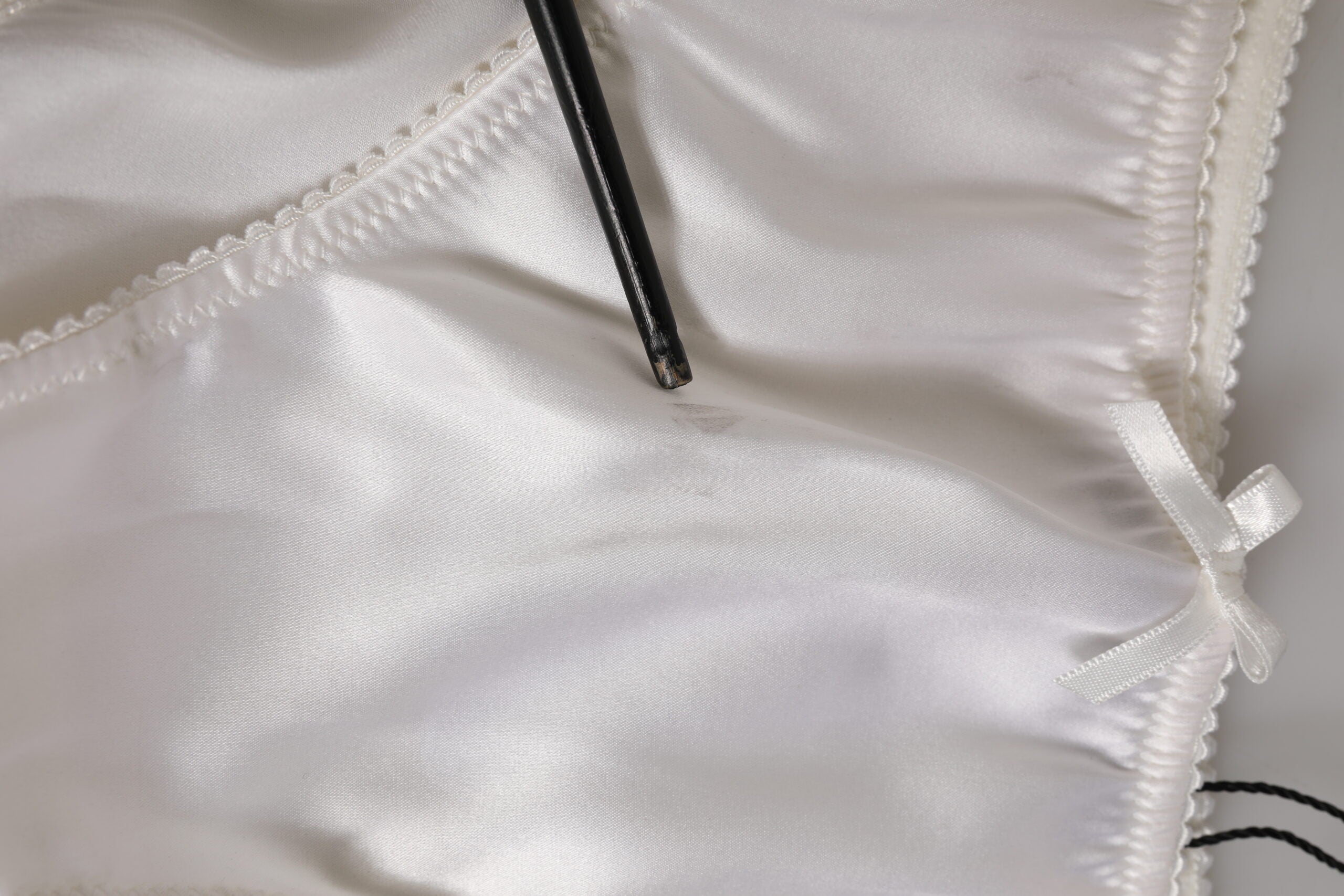 White Silk Satin Floral Lace Panty Brief Underwear