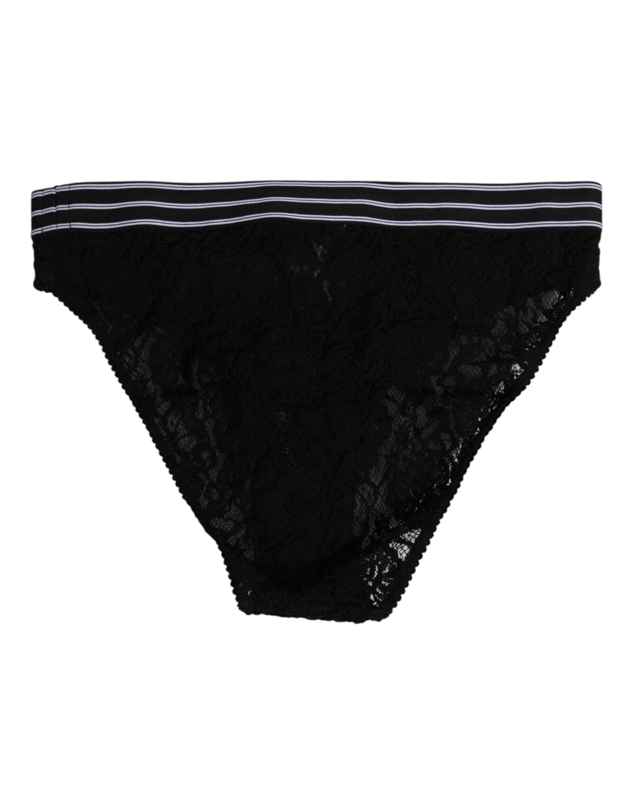 Black Lace Slip Brief Logo Waistband Underwear