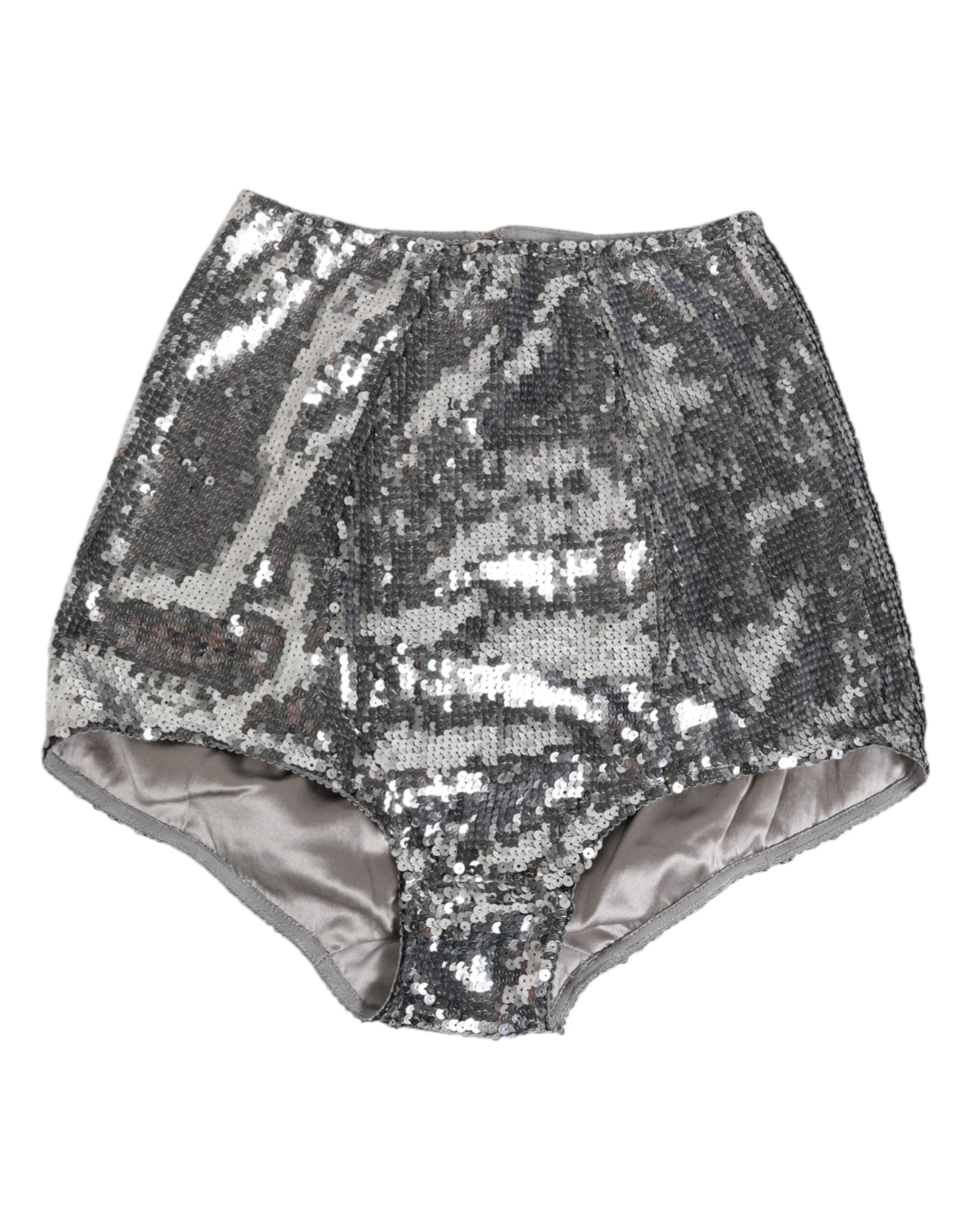 Silver Nylon Sequined Slip Girdle Panty Underwear