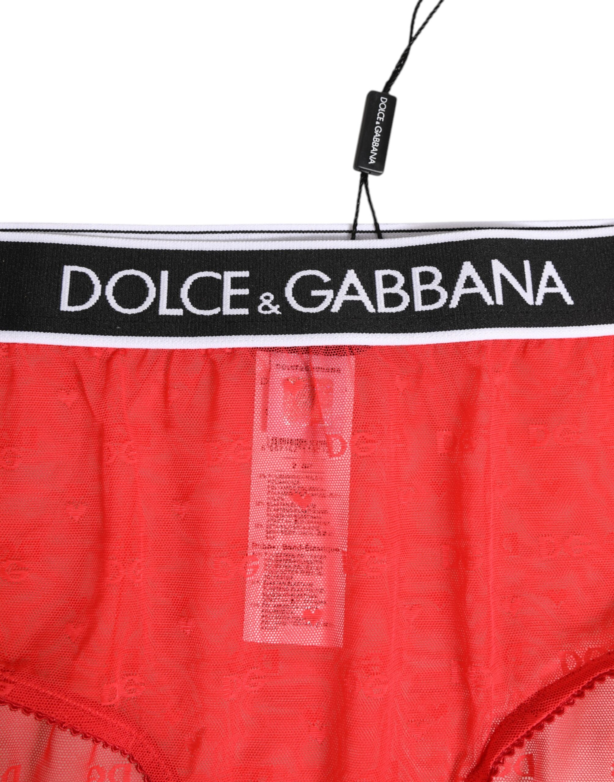 Red Nylon Logo Waistband Brief Panty Underwear