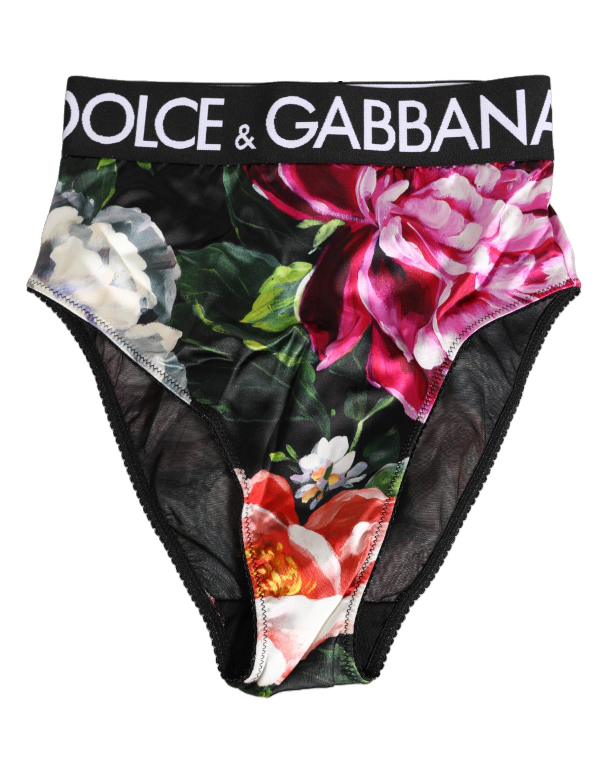 Black Floral Print High Waist Panty Underwear