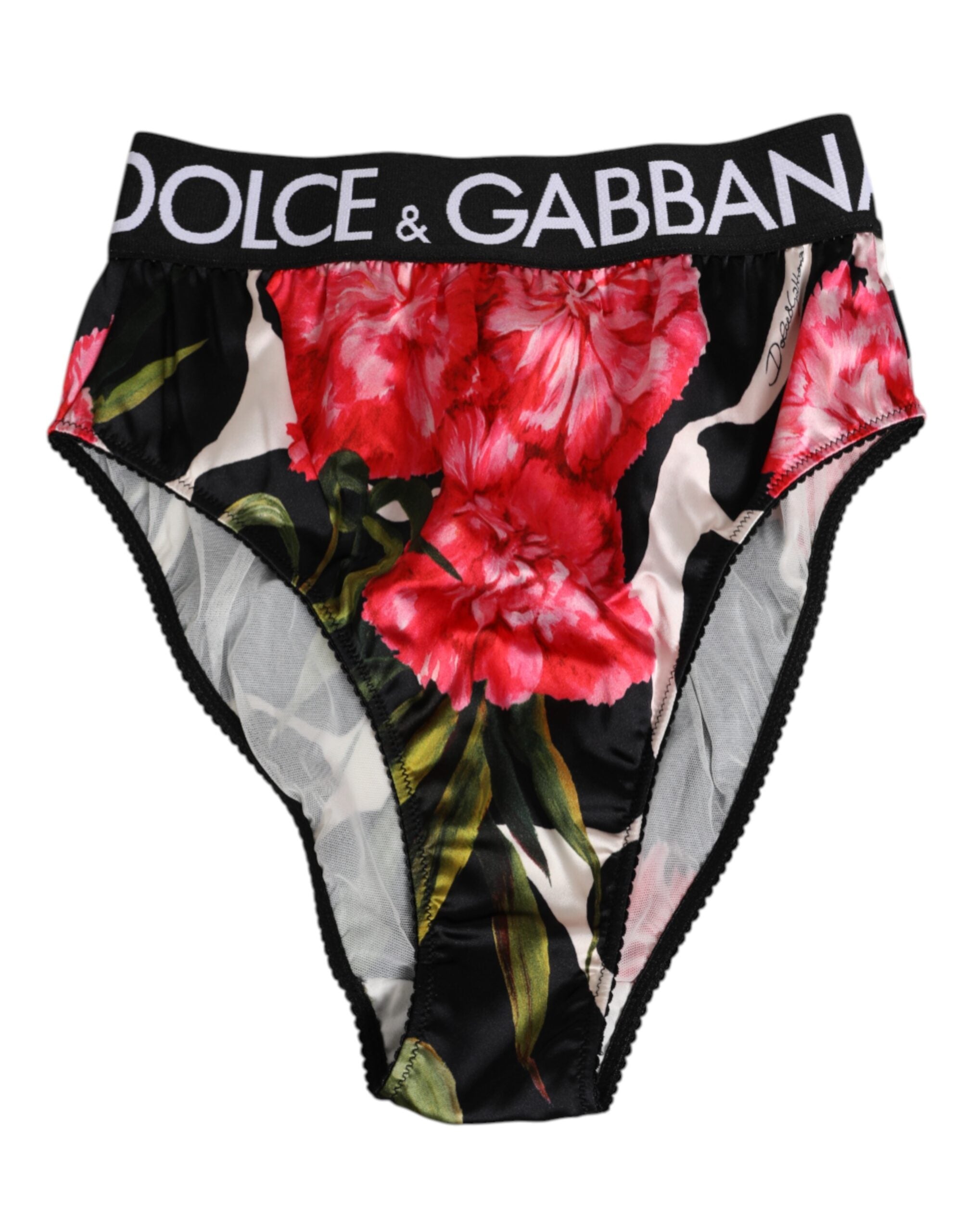Black Floral Print High Waist Panty Underwear