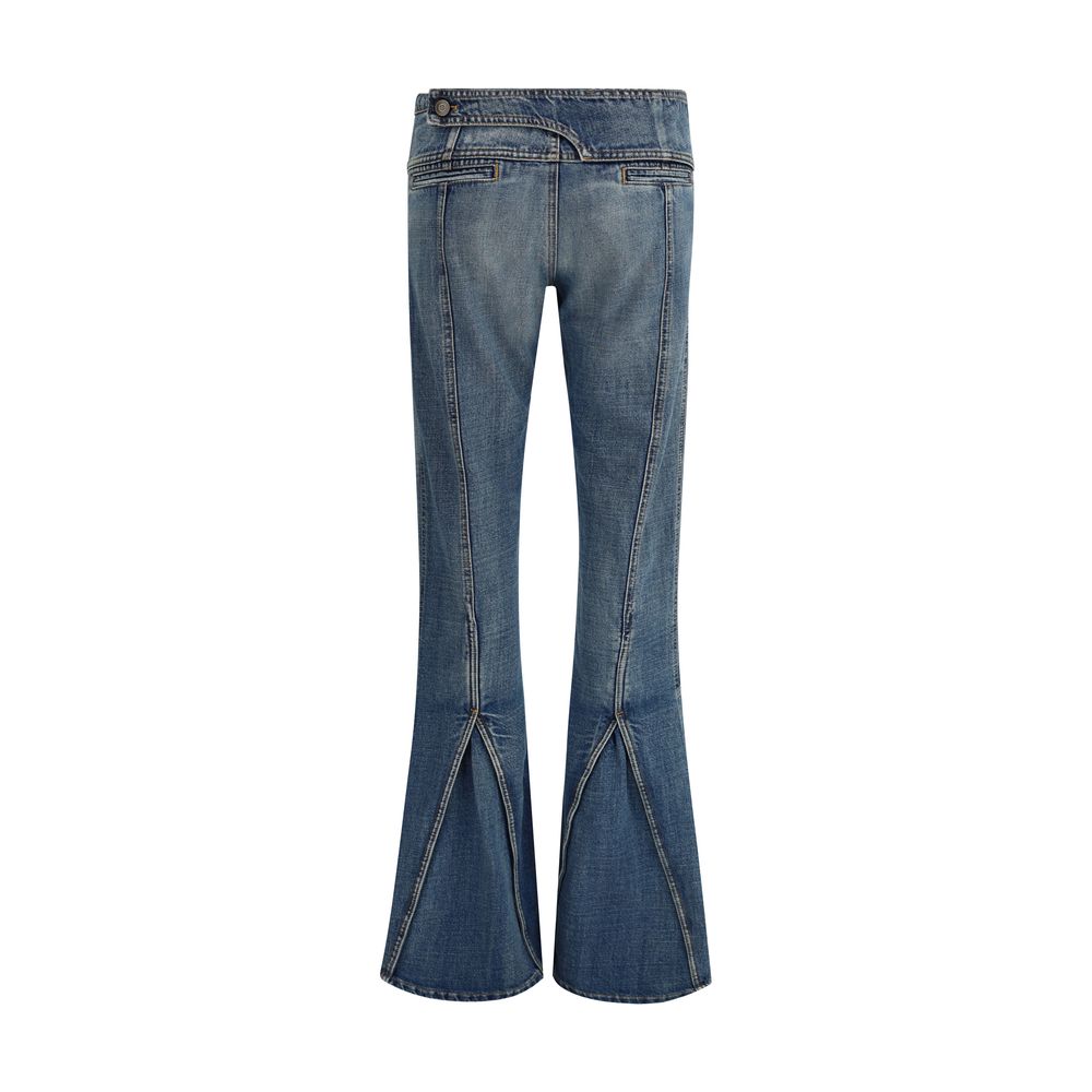 Blue Polyester Flared Jeans