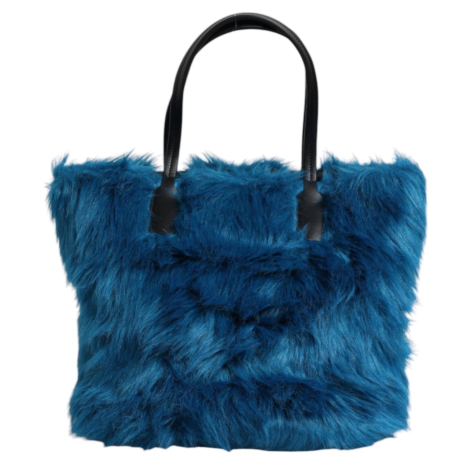 Blue Fur Logo Plaque Double Handle Shoulder Bag