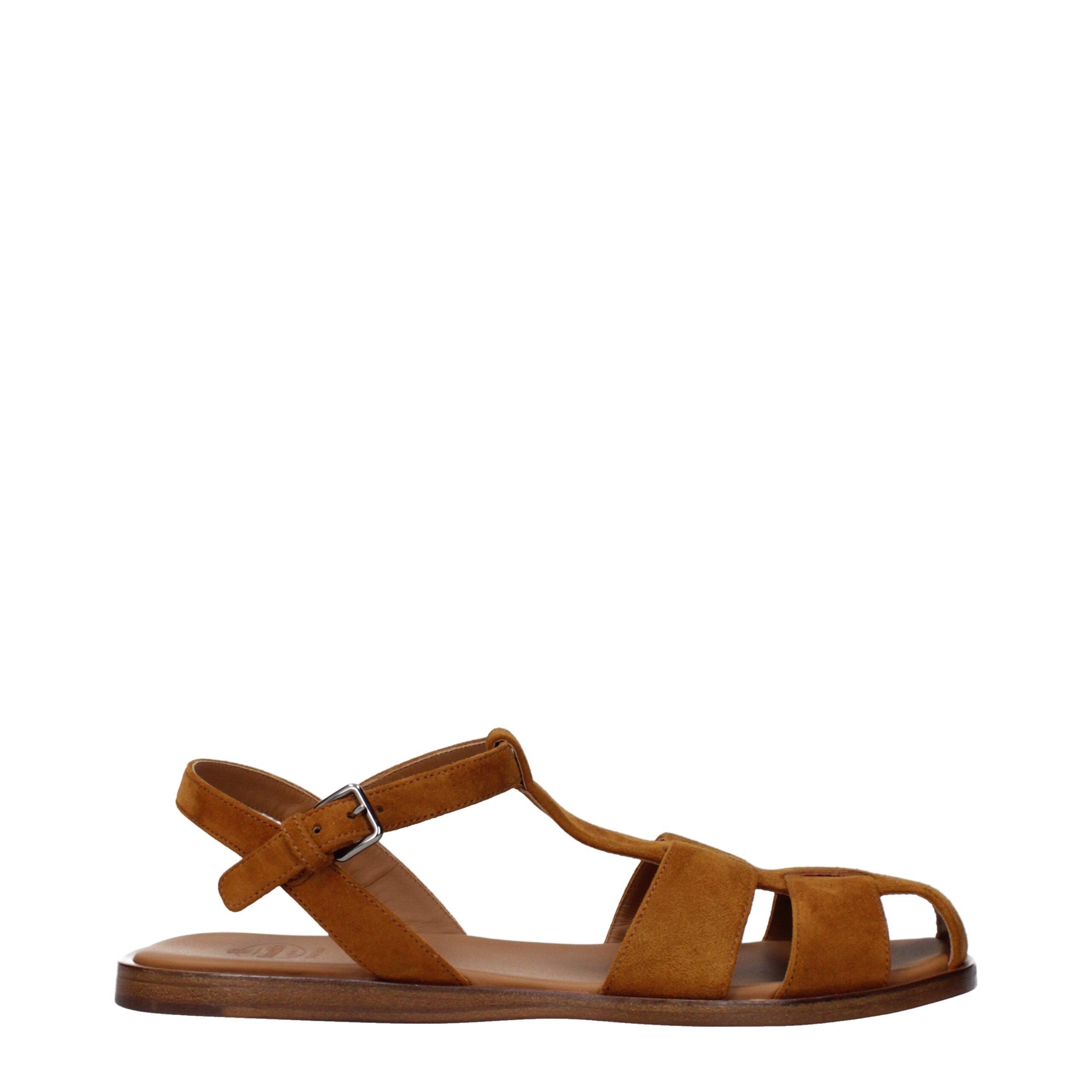 Brown Leather Flat Sandals