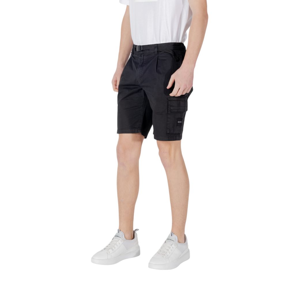 Black Cotton Bermuda Shorts
