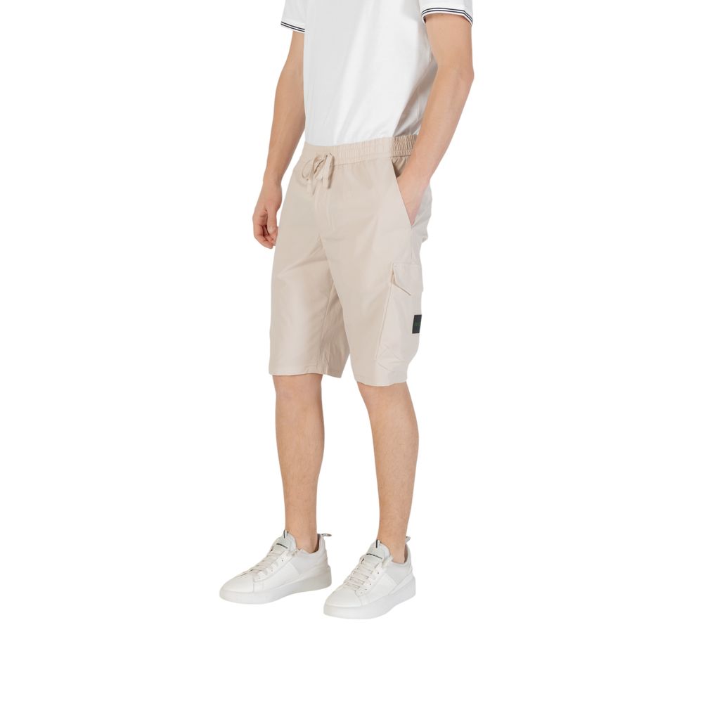 Beige Polyester Bermuda Shorts