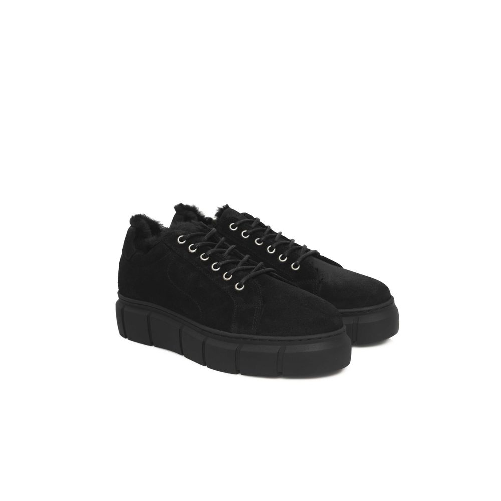 Black Calfskin Women Platform Sneaker