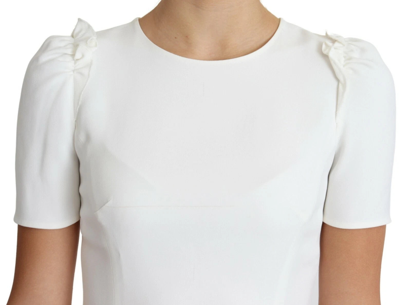 White Viscose Acetate Short Sleeve Blouse Top