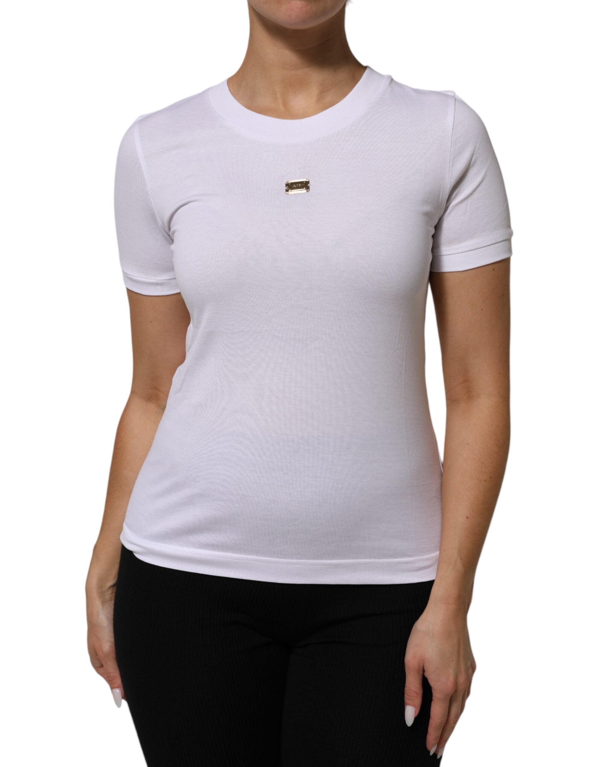 T-Shirt White Cotton Round Neck Short Sleeves I