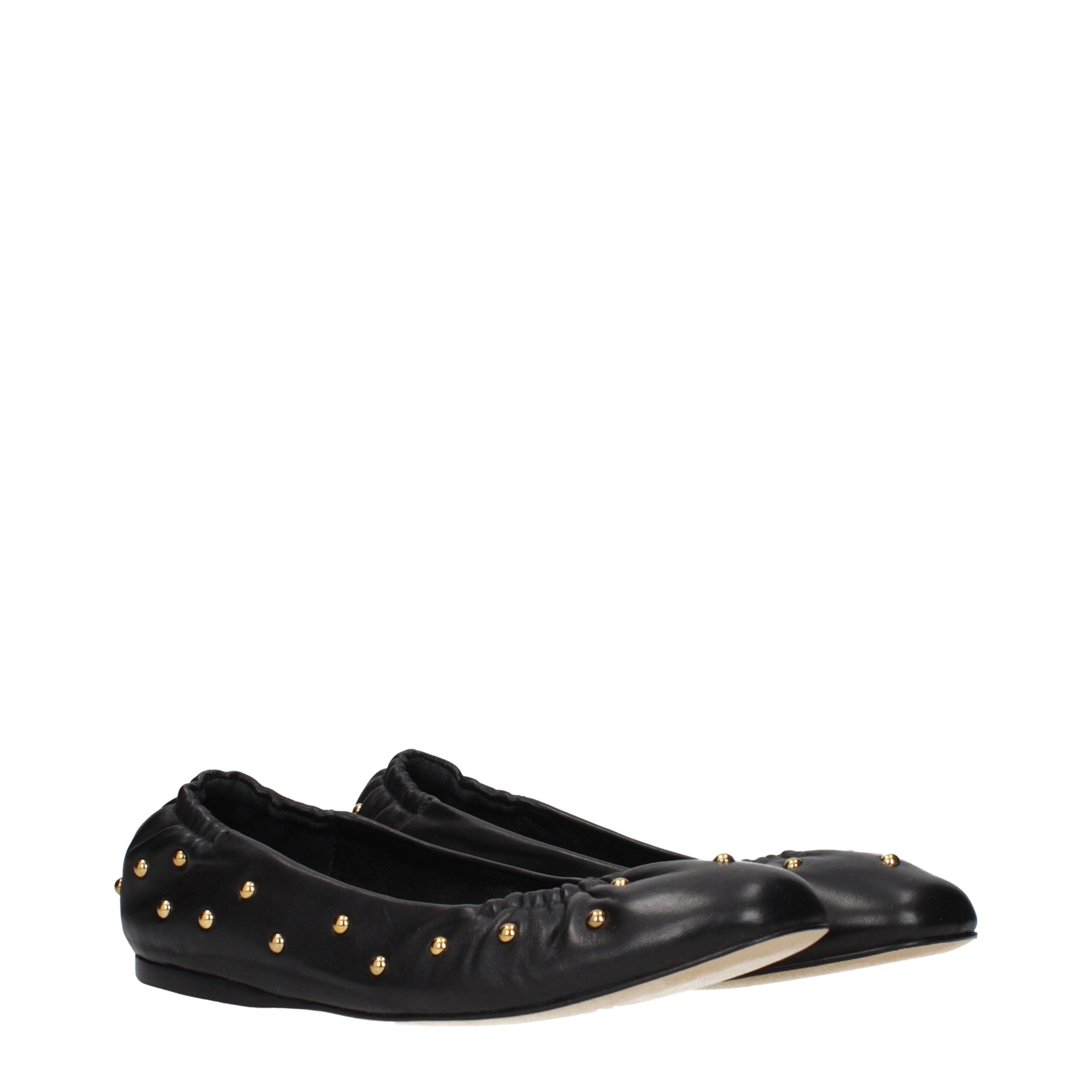 Black Leather Ballet Flats