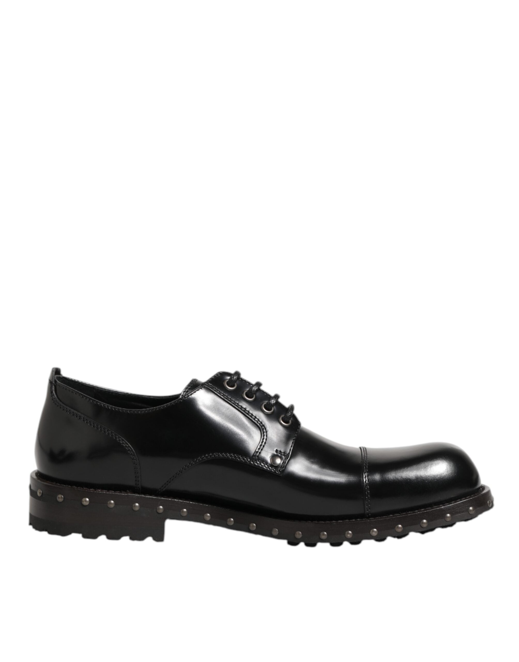 Black Leather Studded Men Formal Derby Shoes