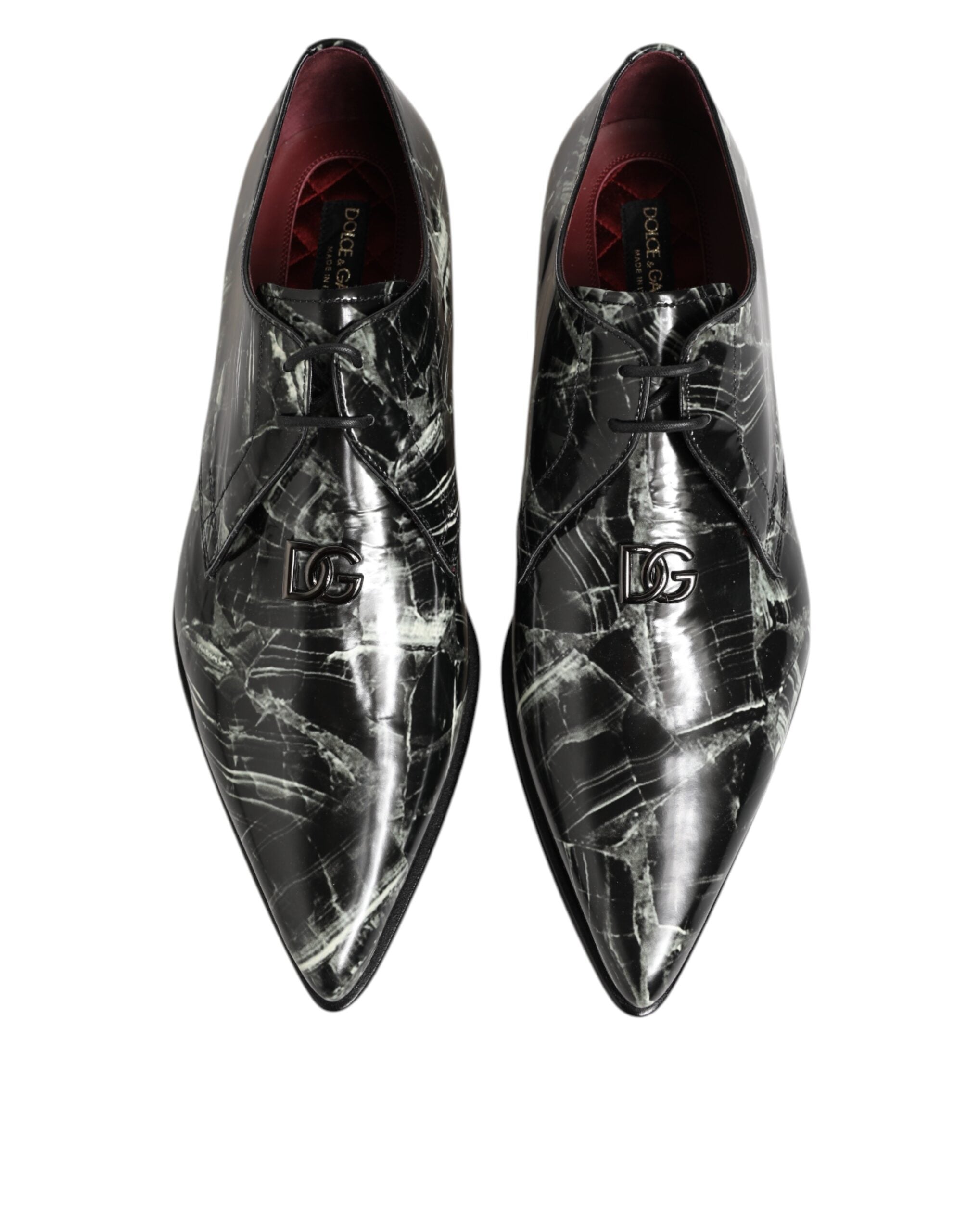 Marbled Pattern Dress Lace Up Derby Shoes